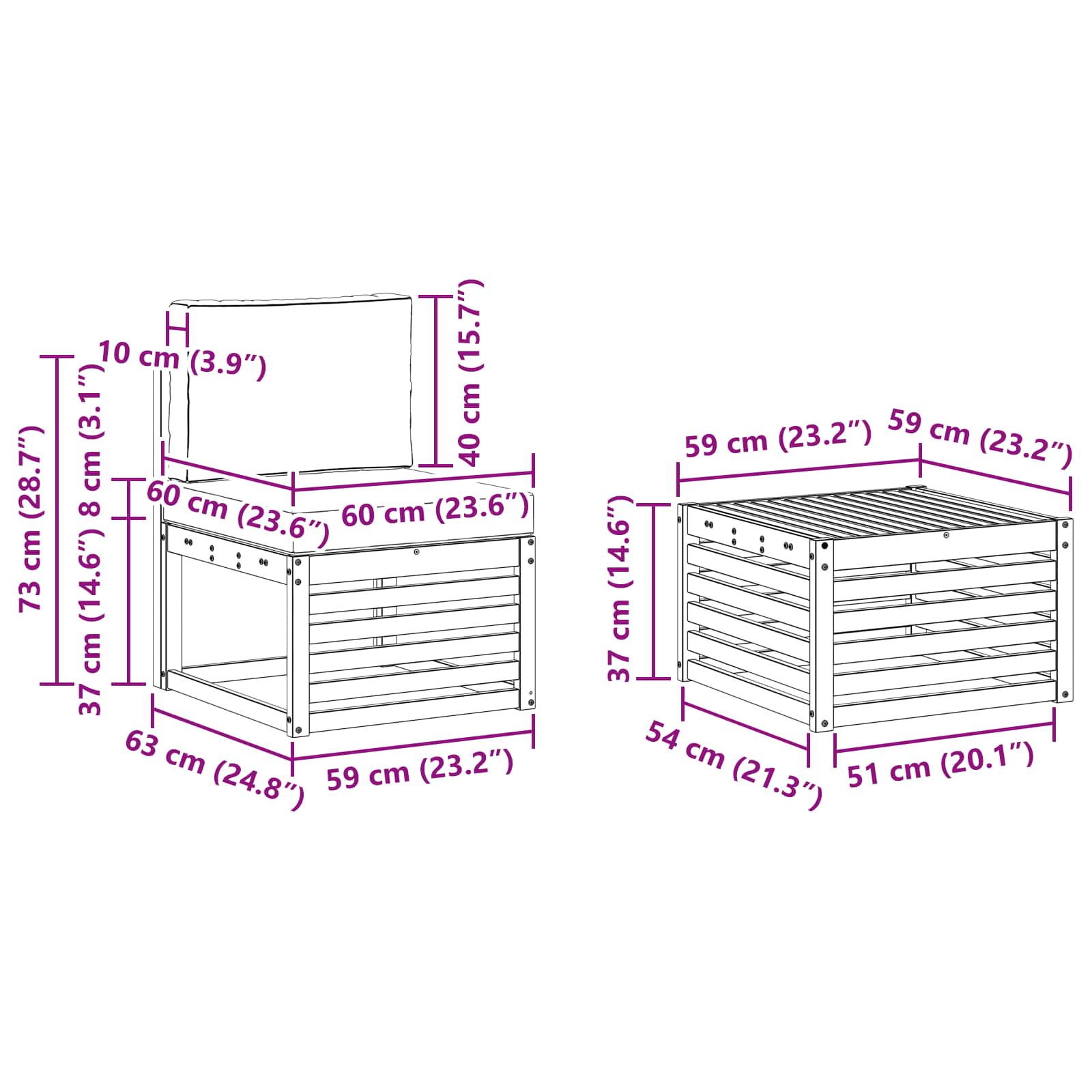 Ensemble de canapés d'extérieur 7 pcs Naturel et Anthracite - XIOS