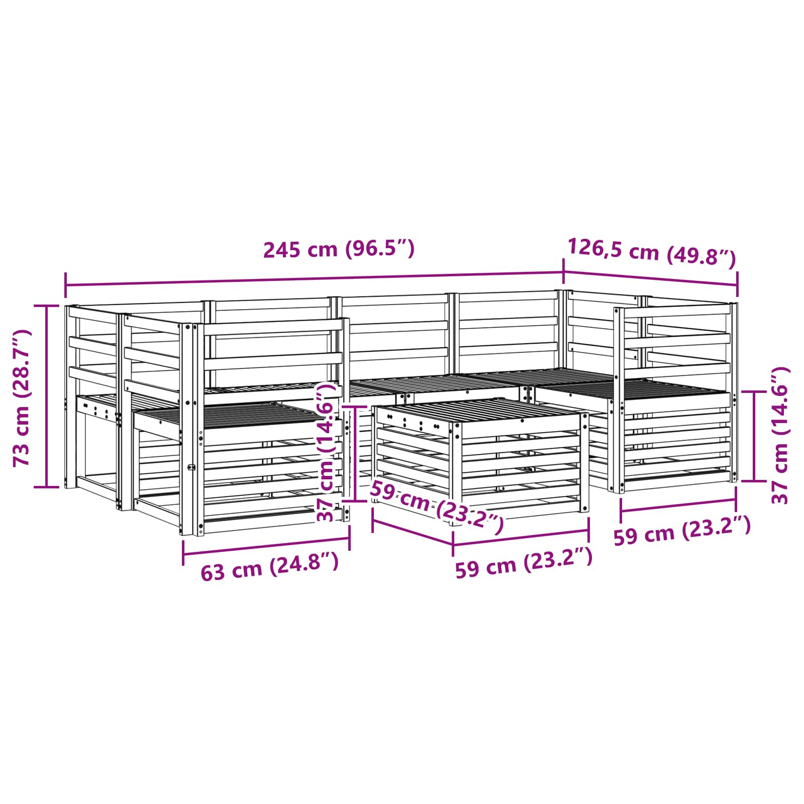 Ensemble de canapés d'extérieur 7 pcs Naturel - XIOS