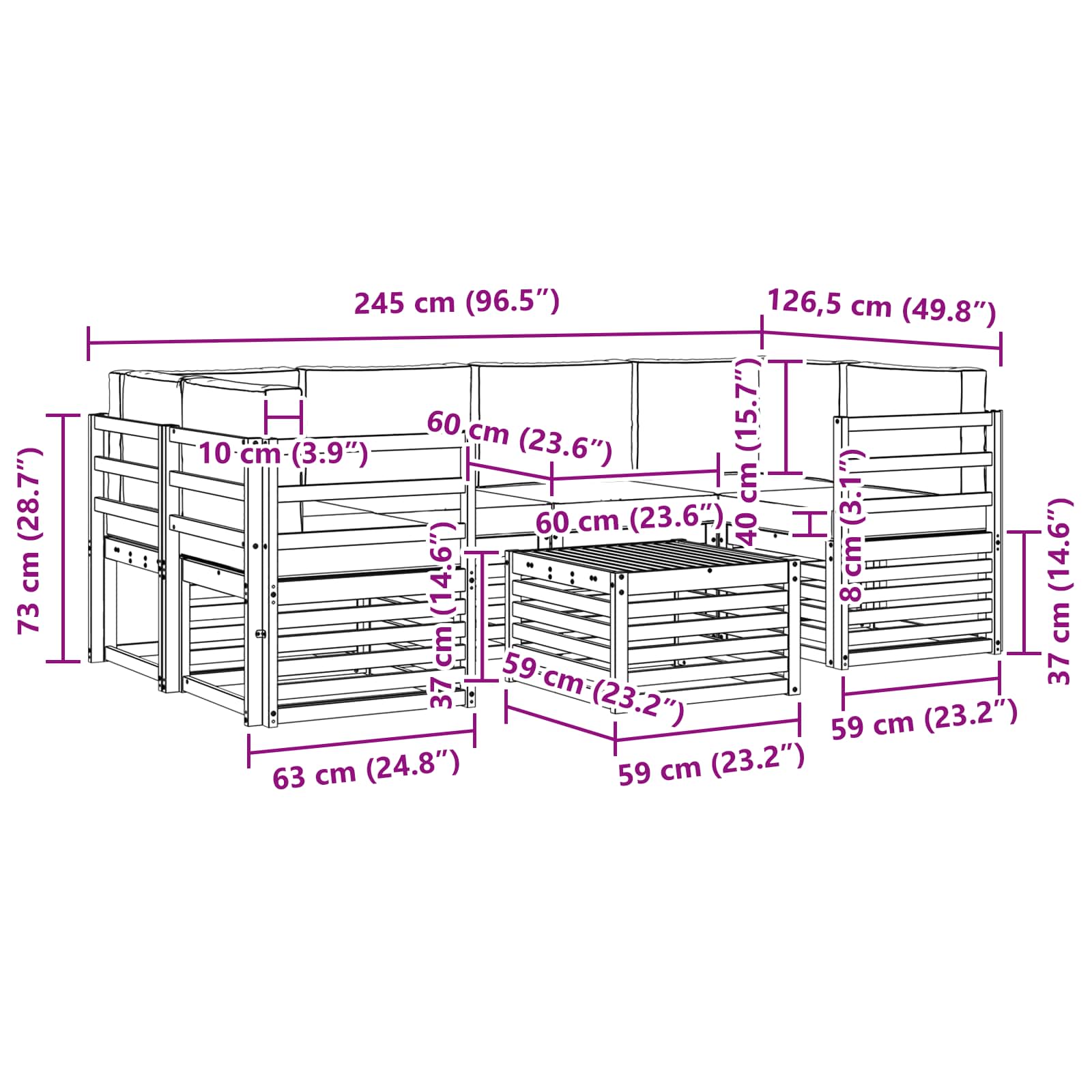 Ensemble de canapés d'extérieur 7 pcs Naturel et Crème - XIOS