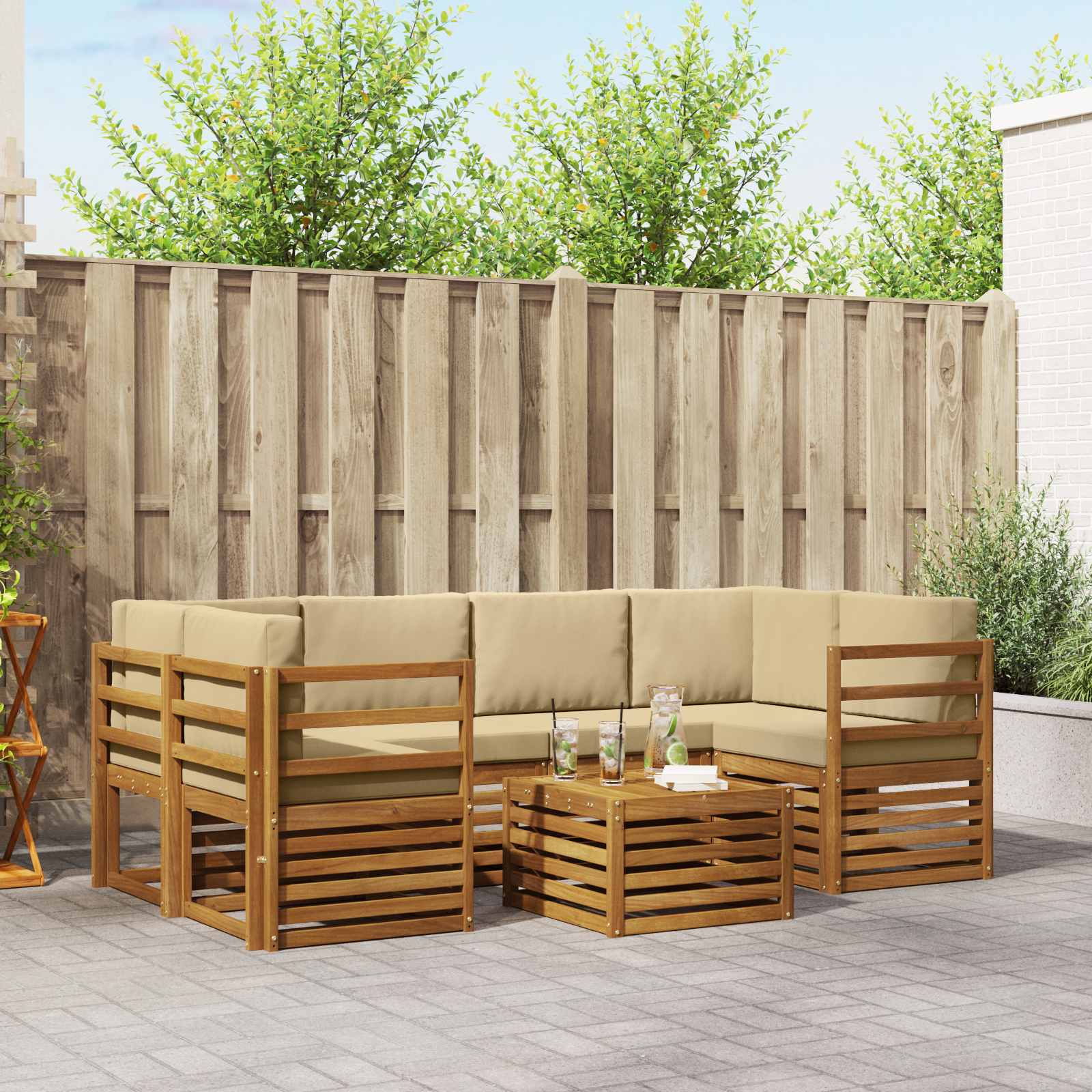 Ensemble de canapés d'extérieur 7 pcs Naturel et Beige - XIOS