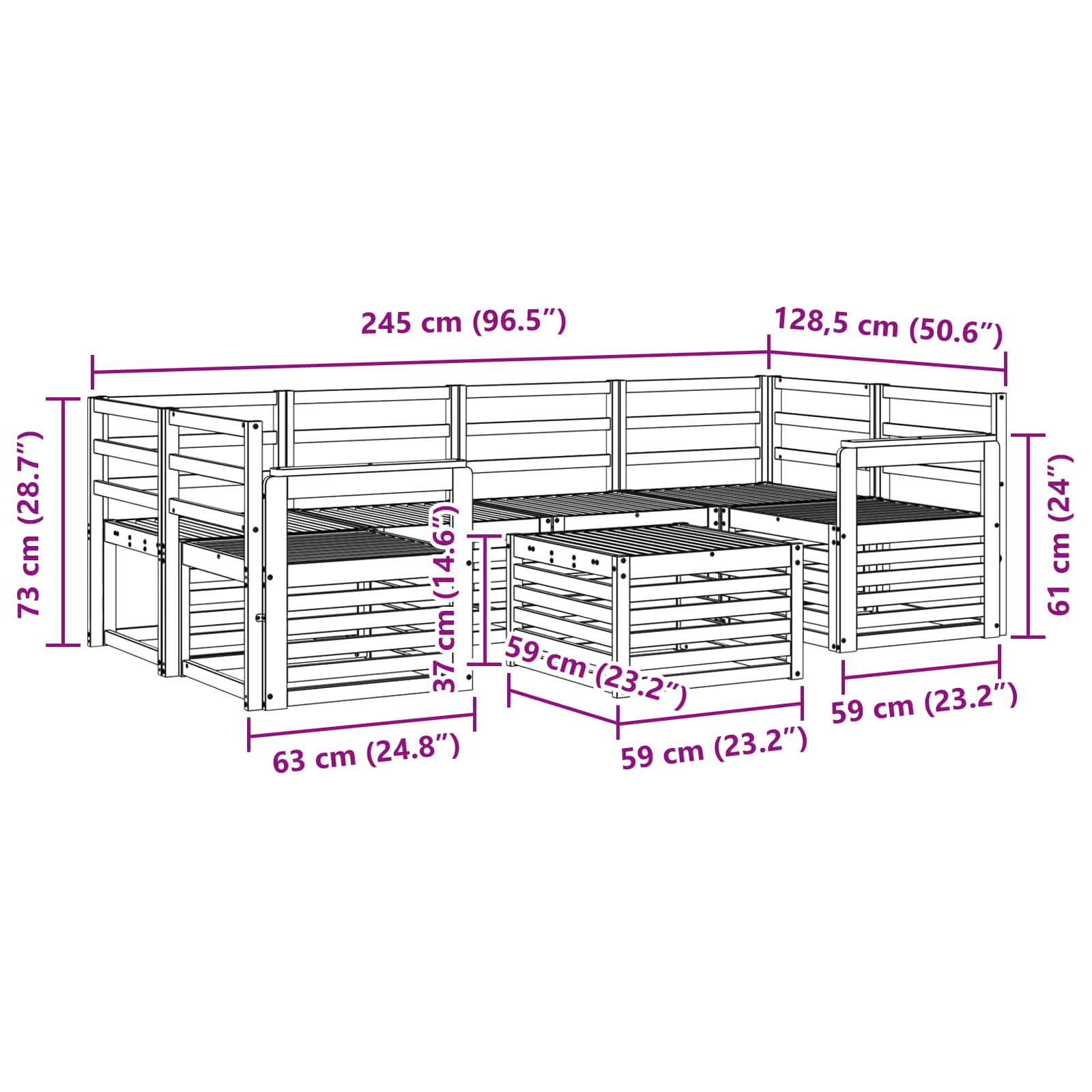 Ensemble de canapés d'extérieur 7 pcs Naturel - XIOS