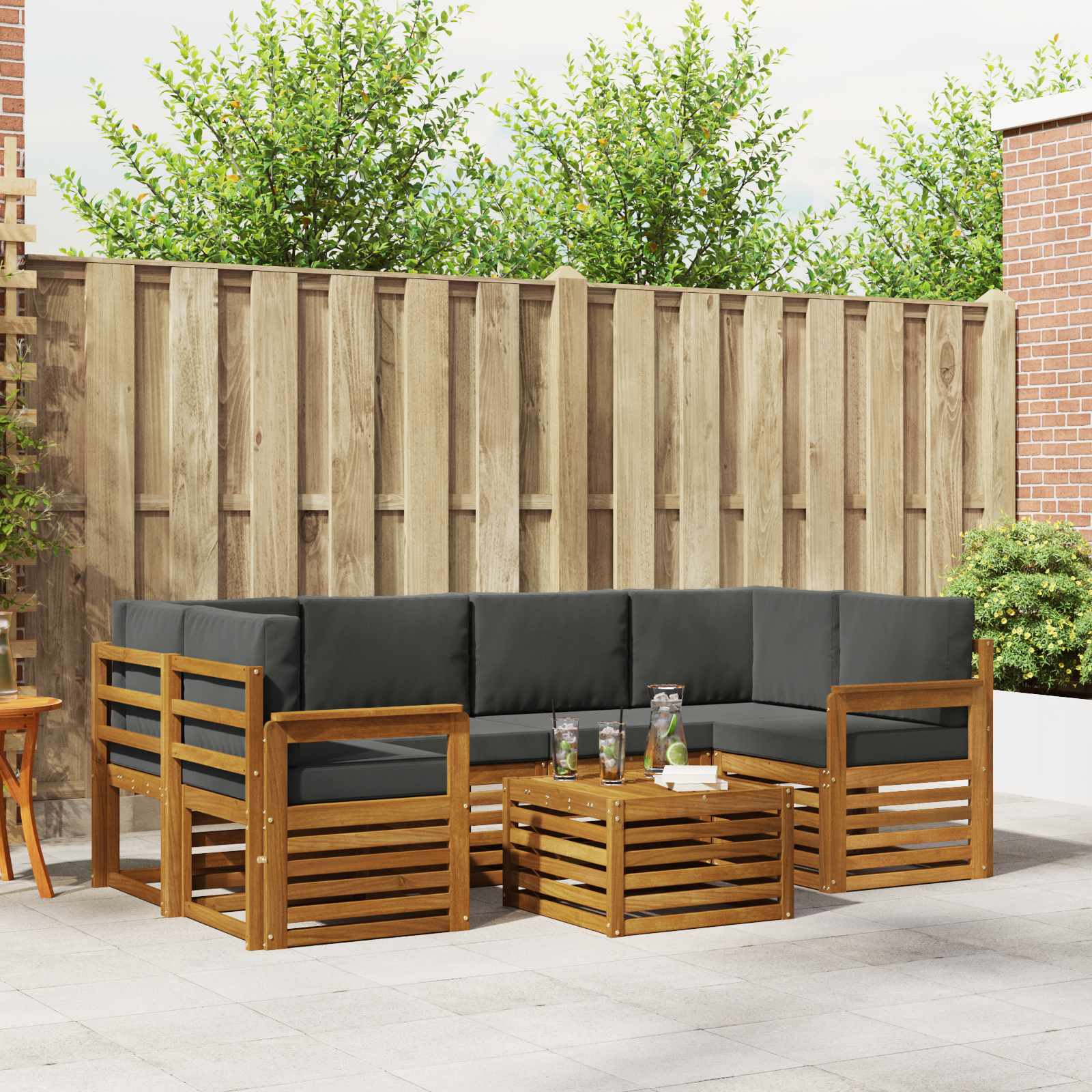 Ensemble de canapés d'extérieur 7 pcs Naturel et Anthracite - XIOS