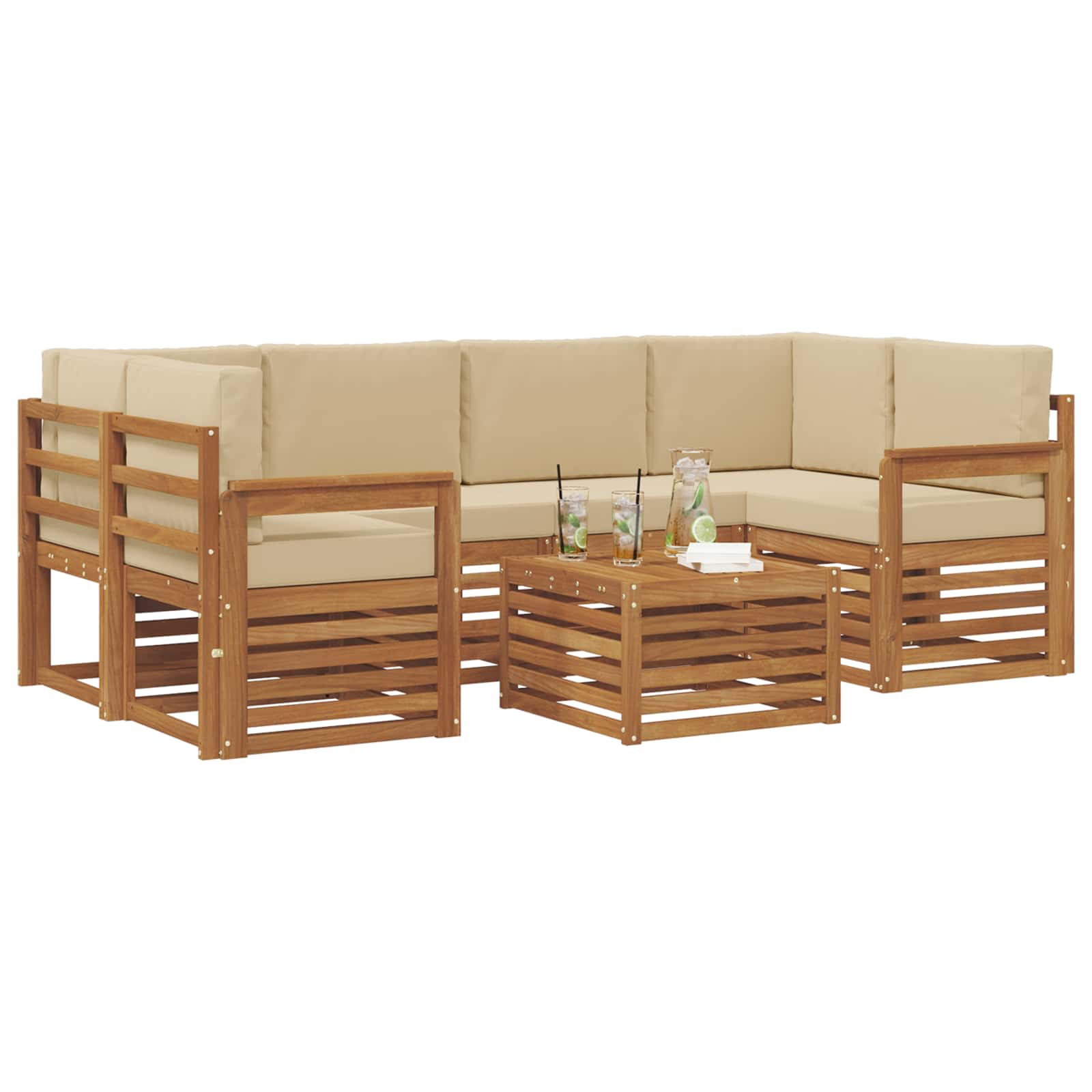 Ensemble de canapés d'extérieur 7 pcs Naturel et Beige - XIOS