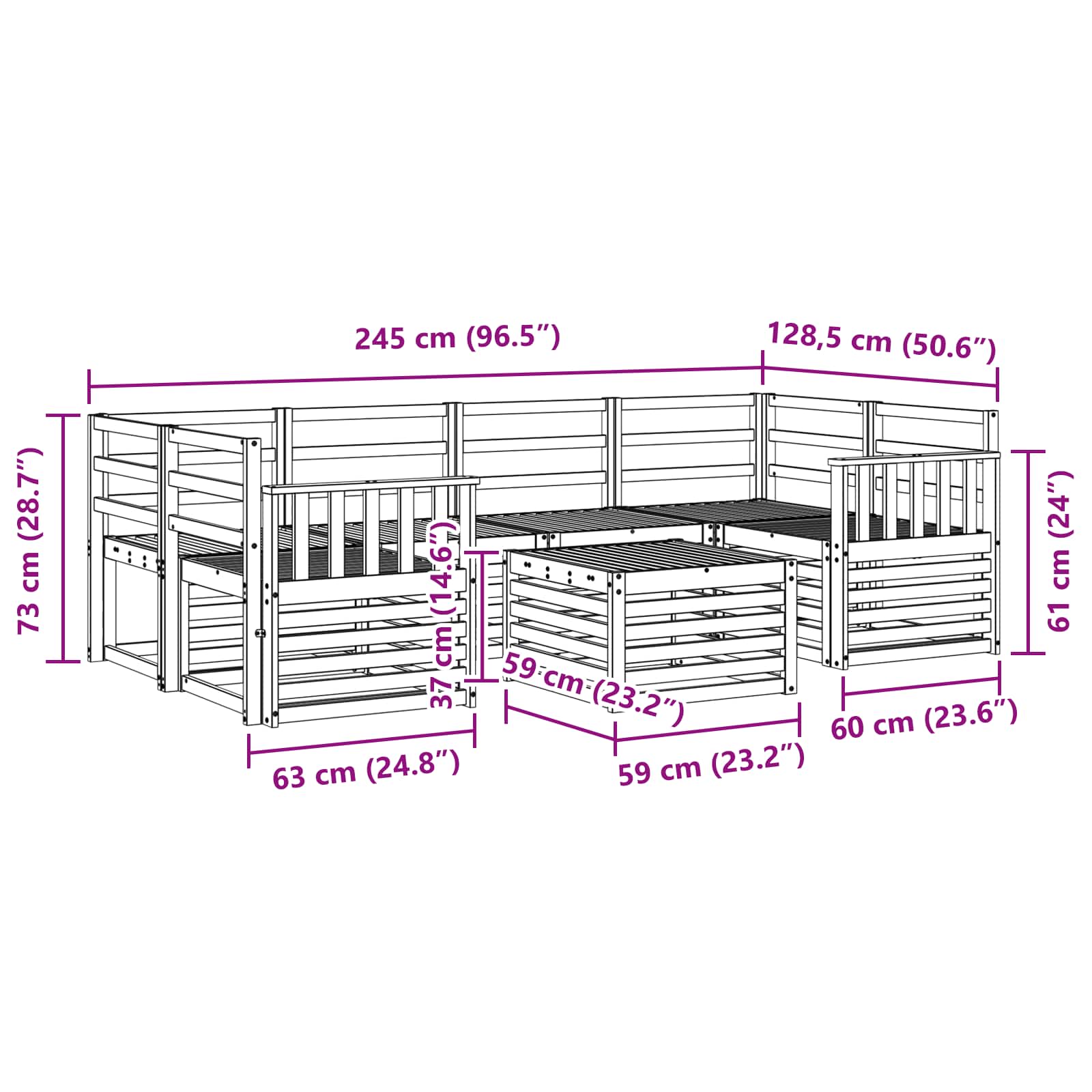 Ensemble de canapés d'extérieur 7 pcs Naturel - XIOS