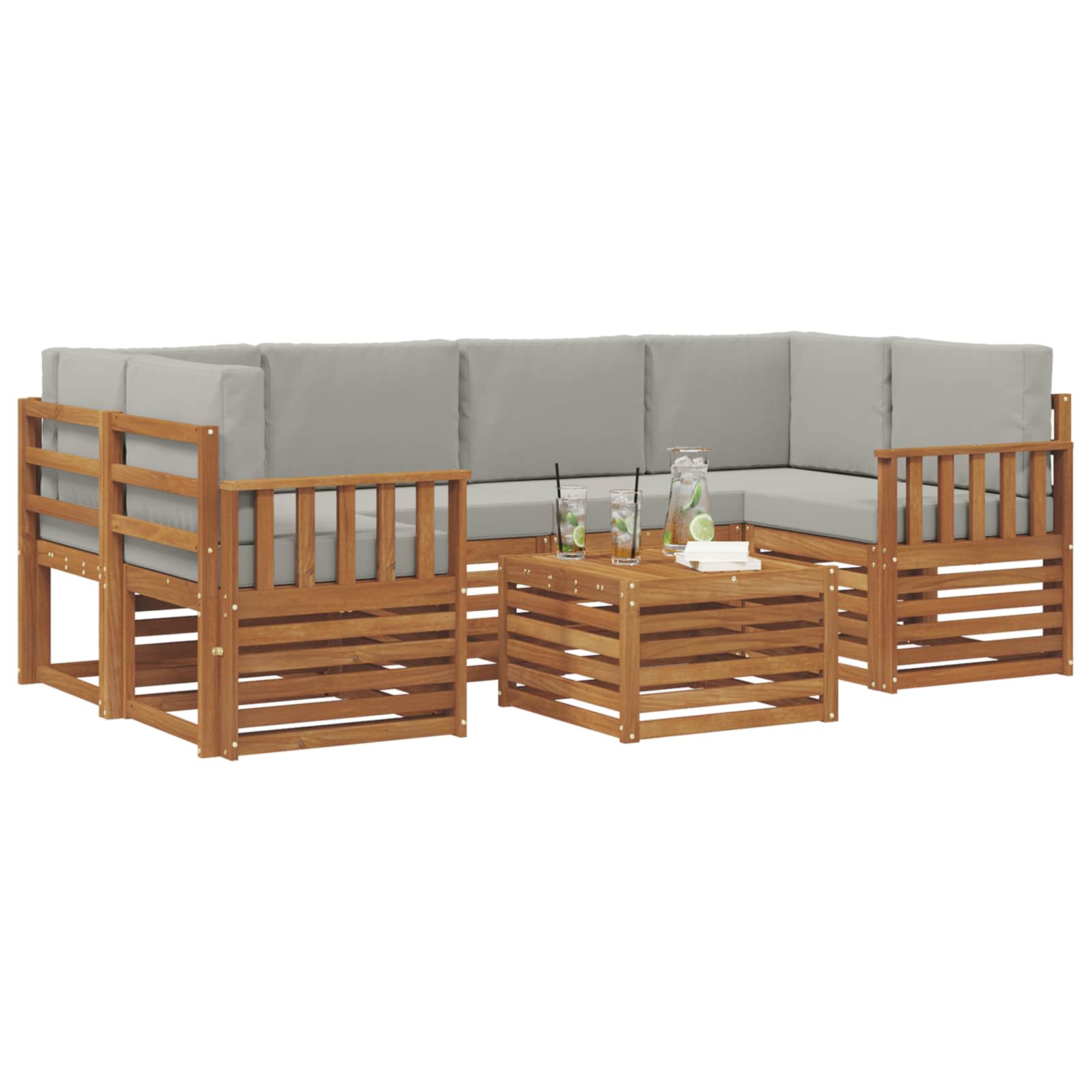 Ensemble de canapés d'extérieur 7 pcs Gris Naturel et Clair