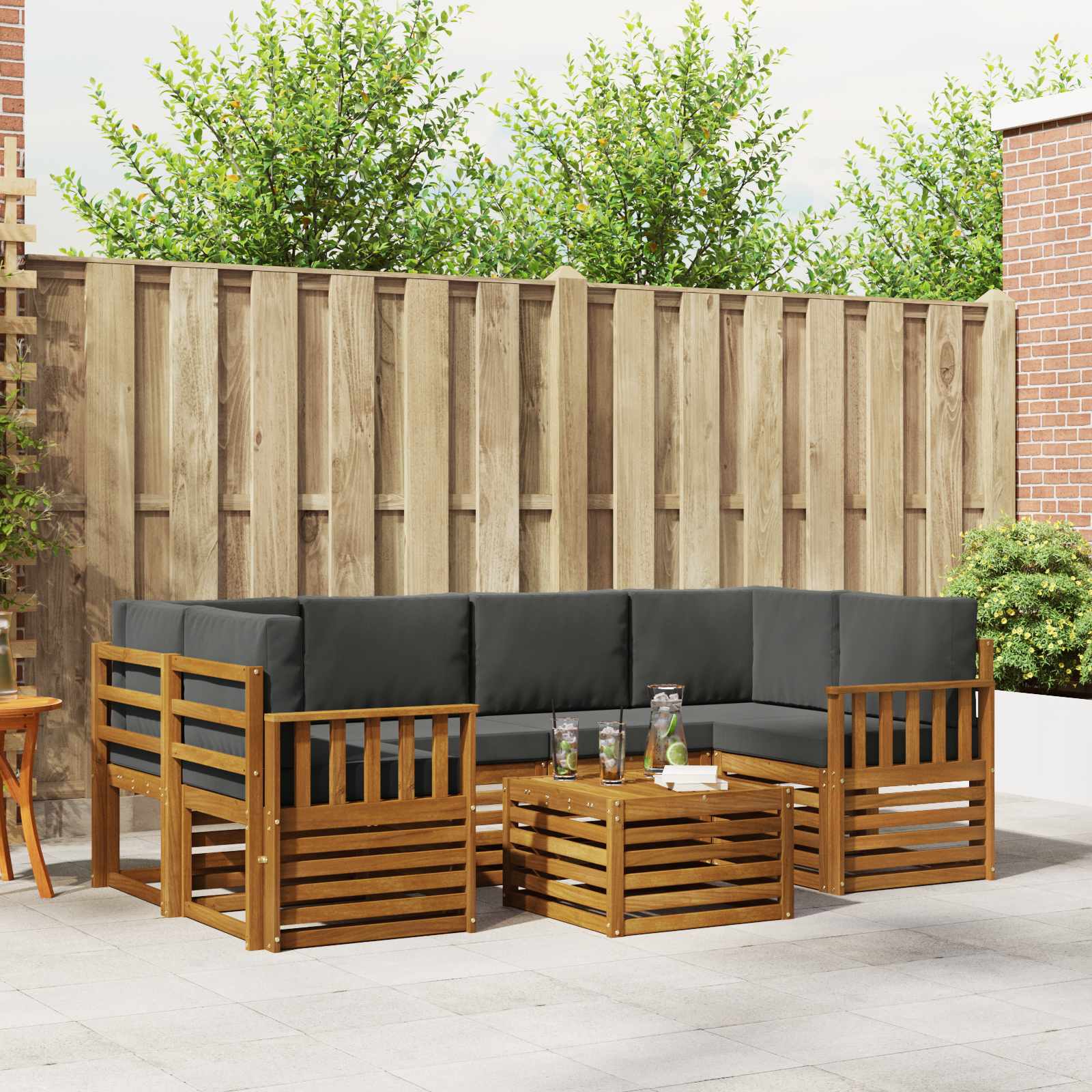 Ensemble de canapés d'extérieur 7 pcs Naturel et Anthracite - XIOS