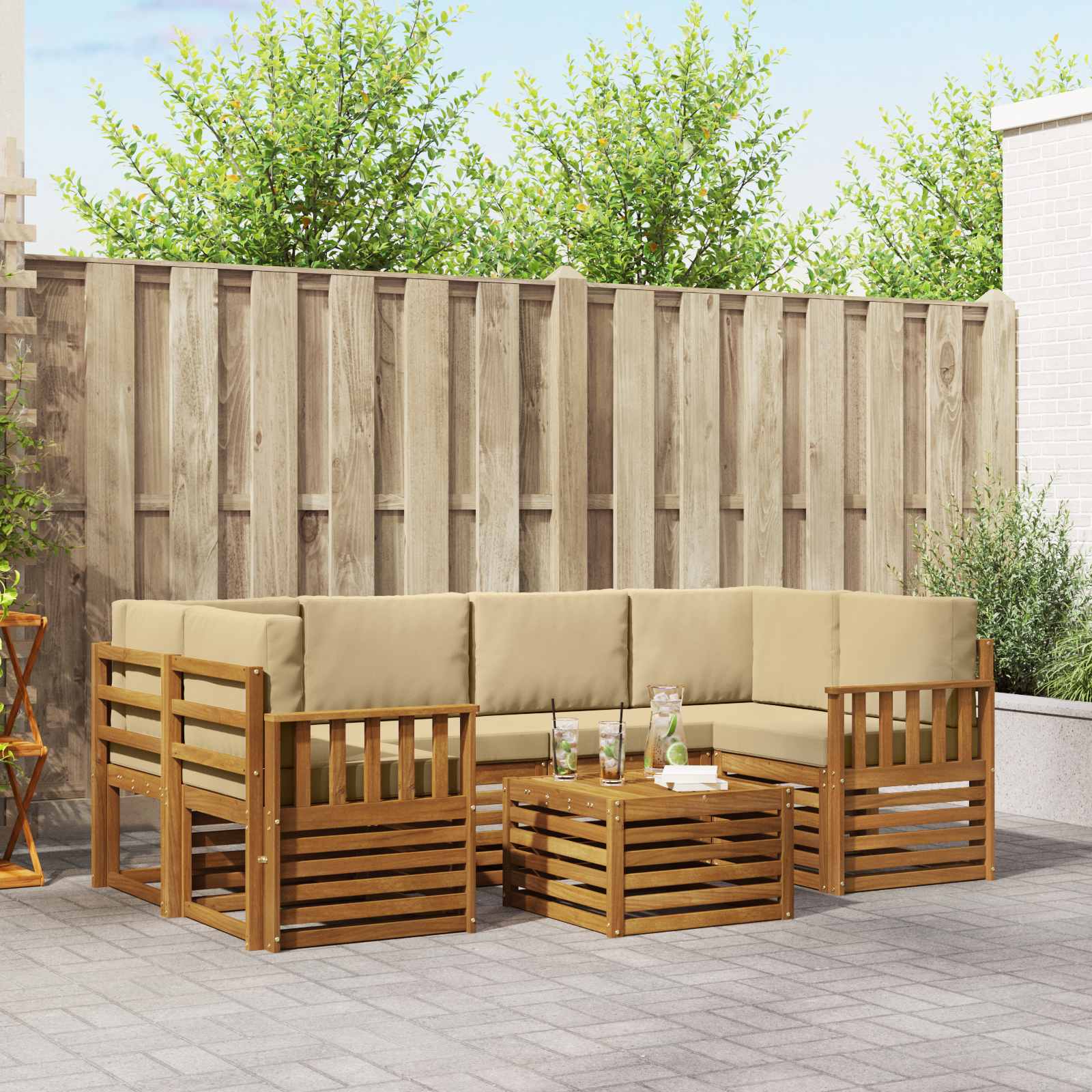 Ensemble de canapés d'extérieur 7 pcs Naturel et Beige - XIOS