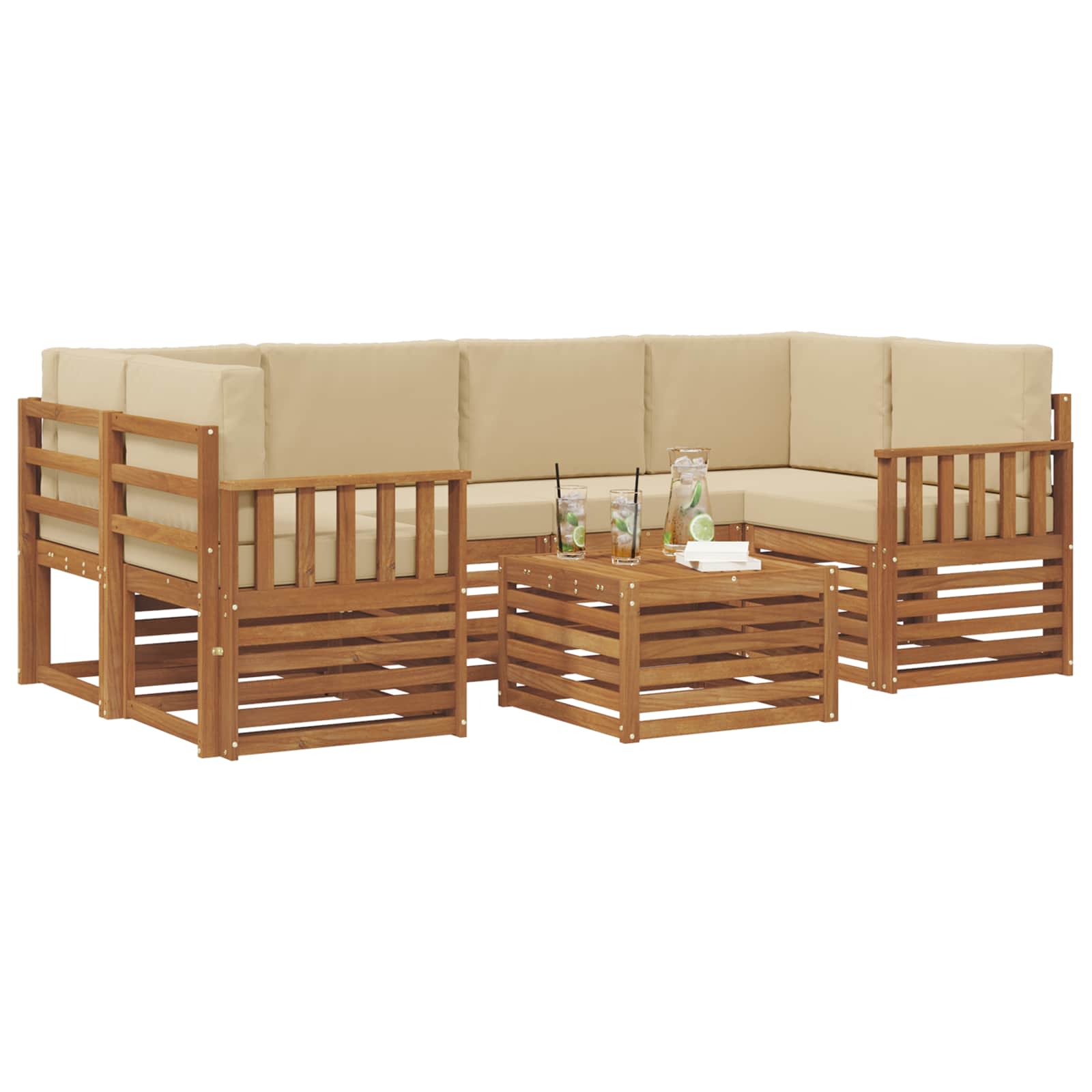 Ensemble de canapés d'extérieur 7 pcs Naturel et Beige - XIOS
