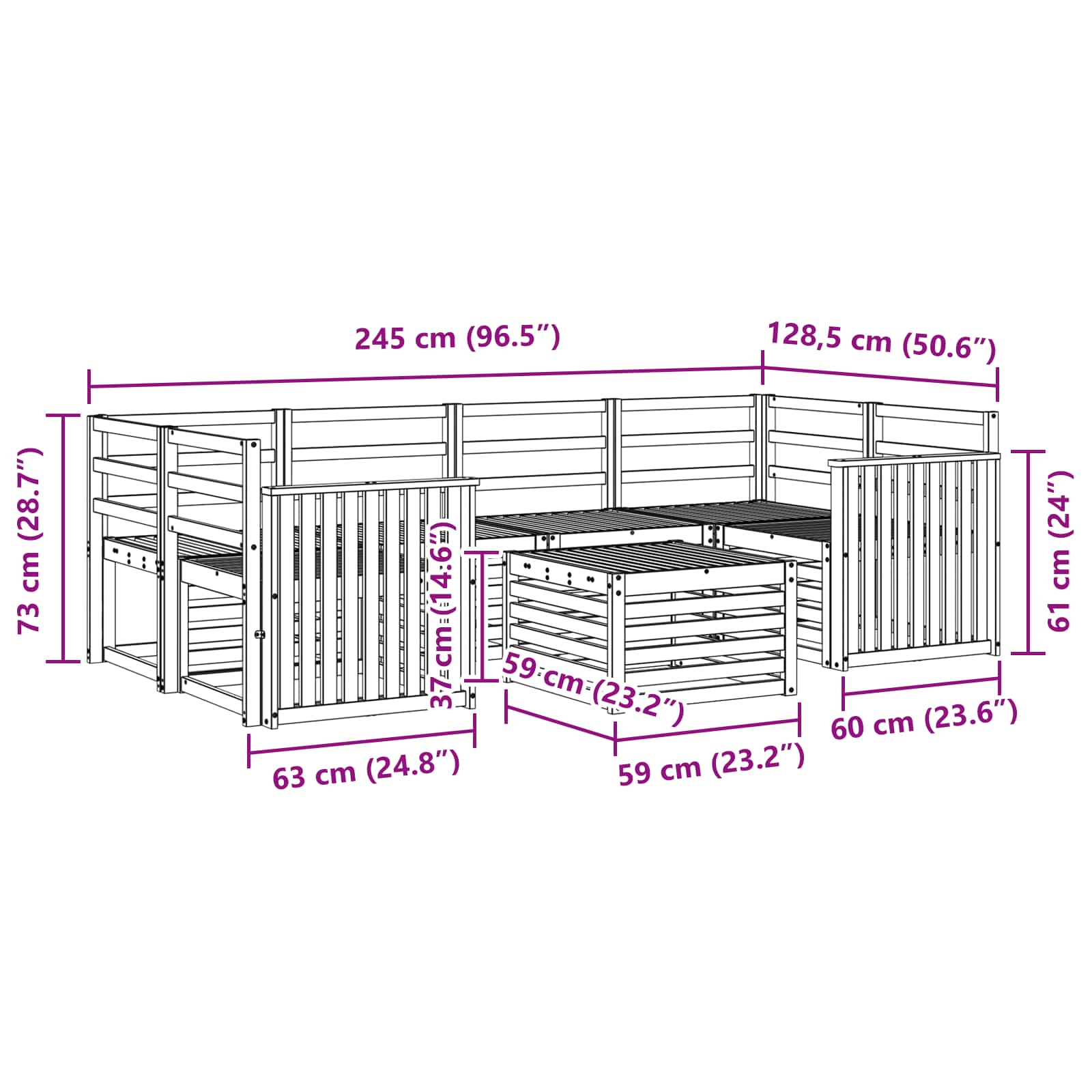 Ensemble de canapés d'extérieur 7 pcs Naturel - XIOS