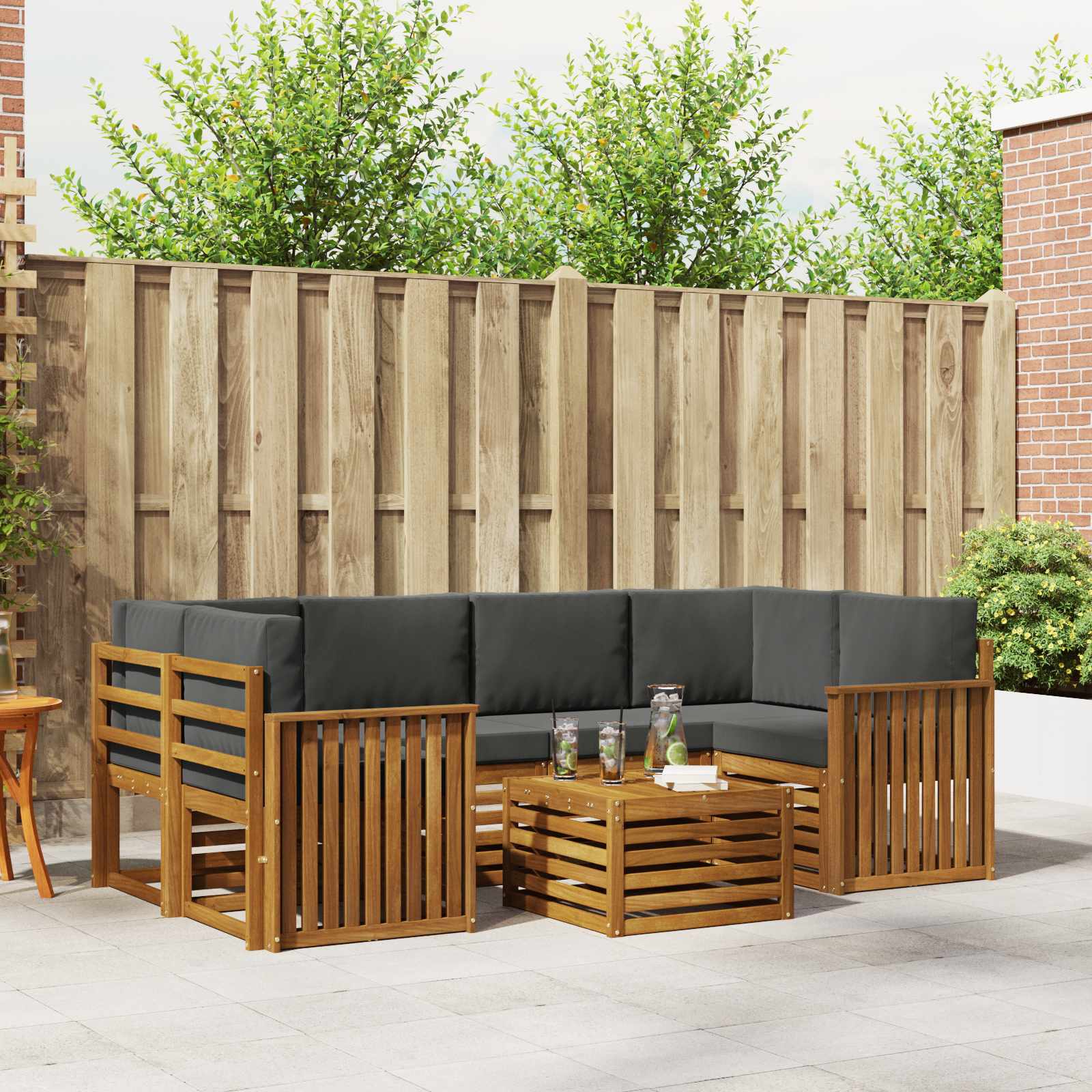 Ensemble de canapés d'extérieur 7 pcs Naturel et Anthracite - XIOS