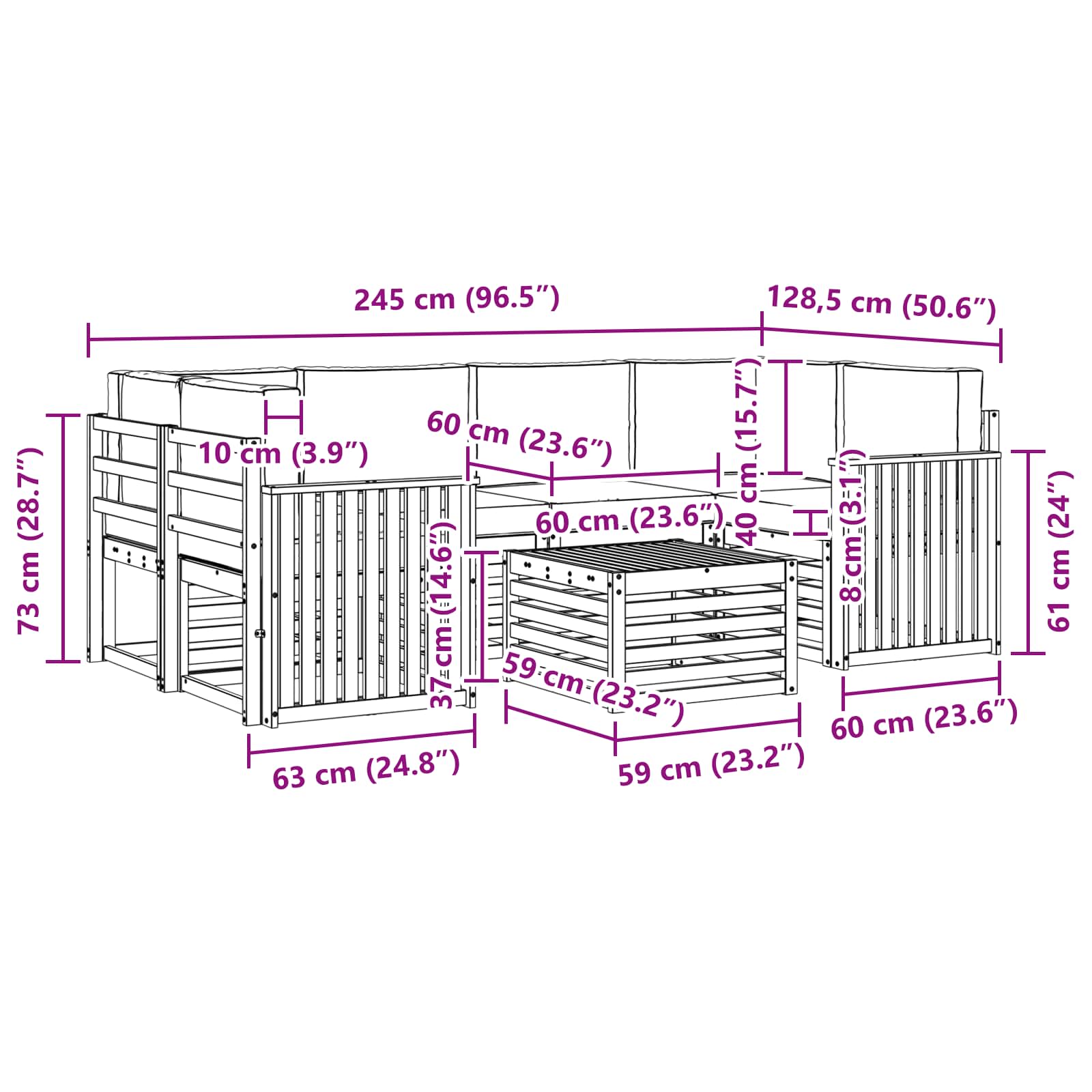 Ensemble de canapés d'extérieur 7 pcs Naturel et Anthracite - XIOS
