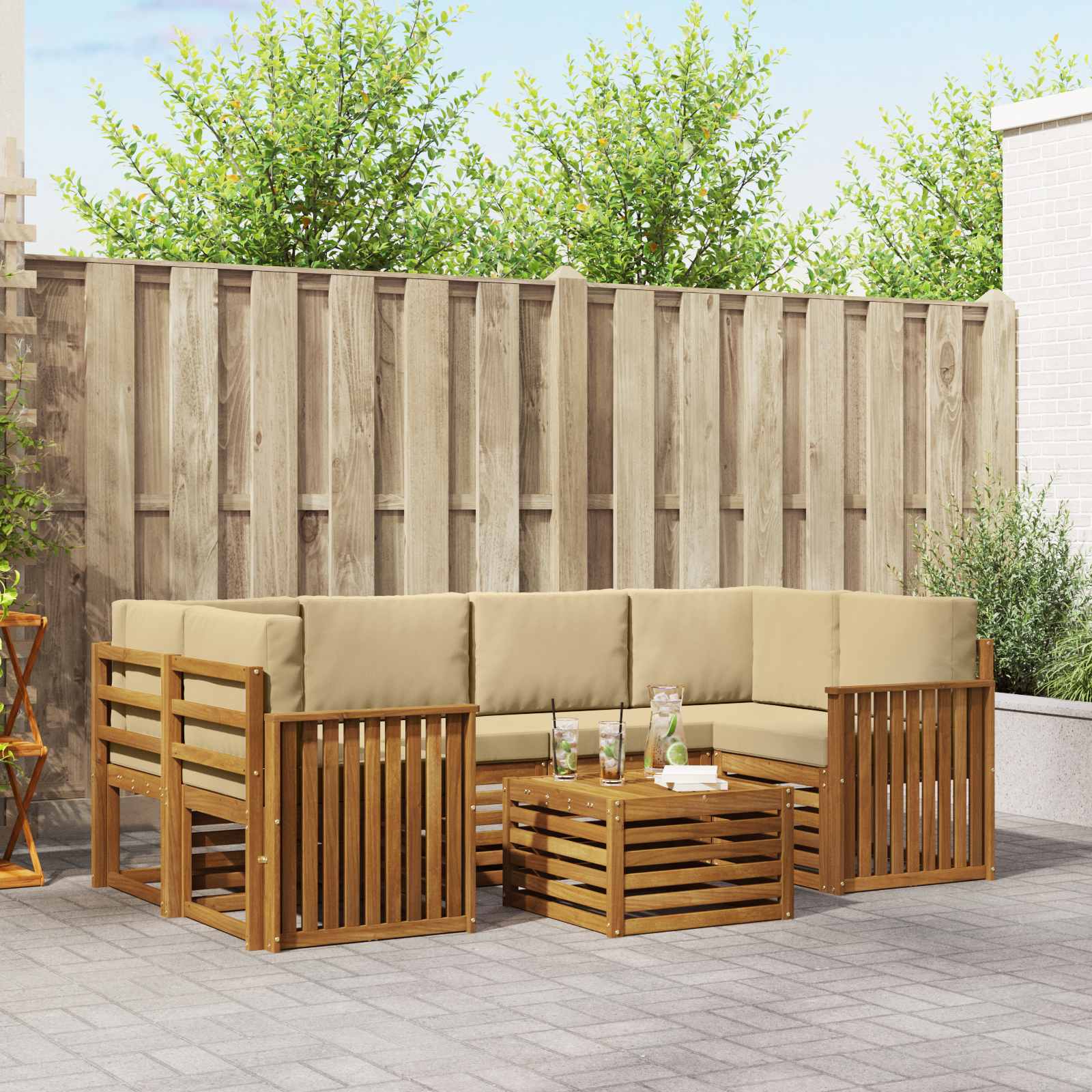 Ensemble de canapés d'extérieur 7 pcs Naturel et Beige - XIOS