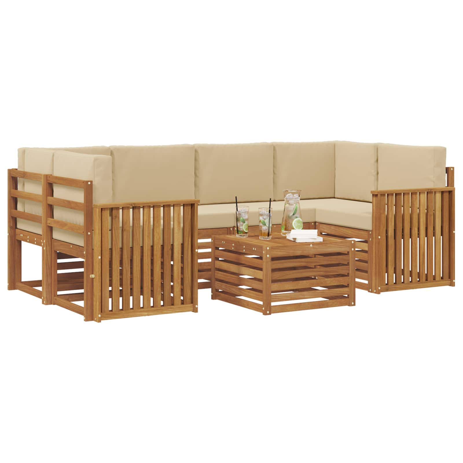 Ensemble de canapés d'extérieur 7 pcs Naturel et Beige - XIOS