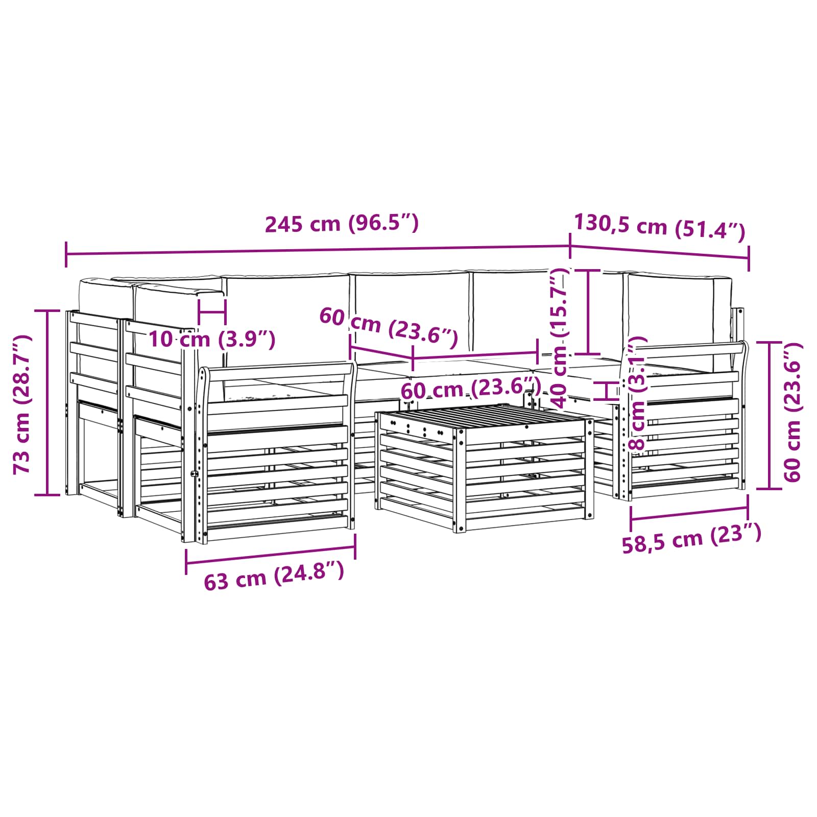 Ensemble de canapés d'extérieur 7 pcs Naturel et Crème - XIOS