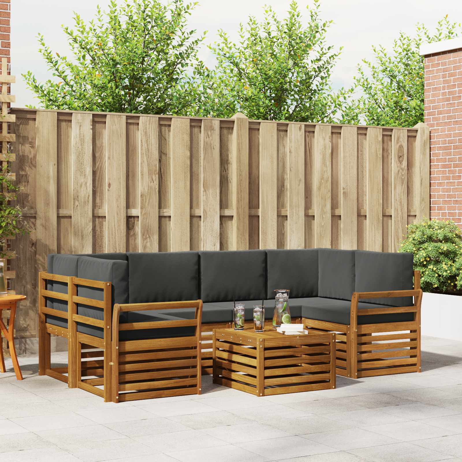 Ensemble de canapés d'extérieur 7 pcs Naturel et Anthracite - XIOS