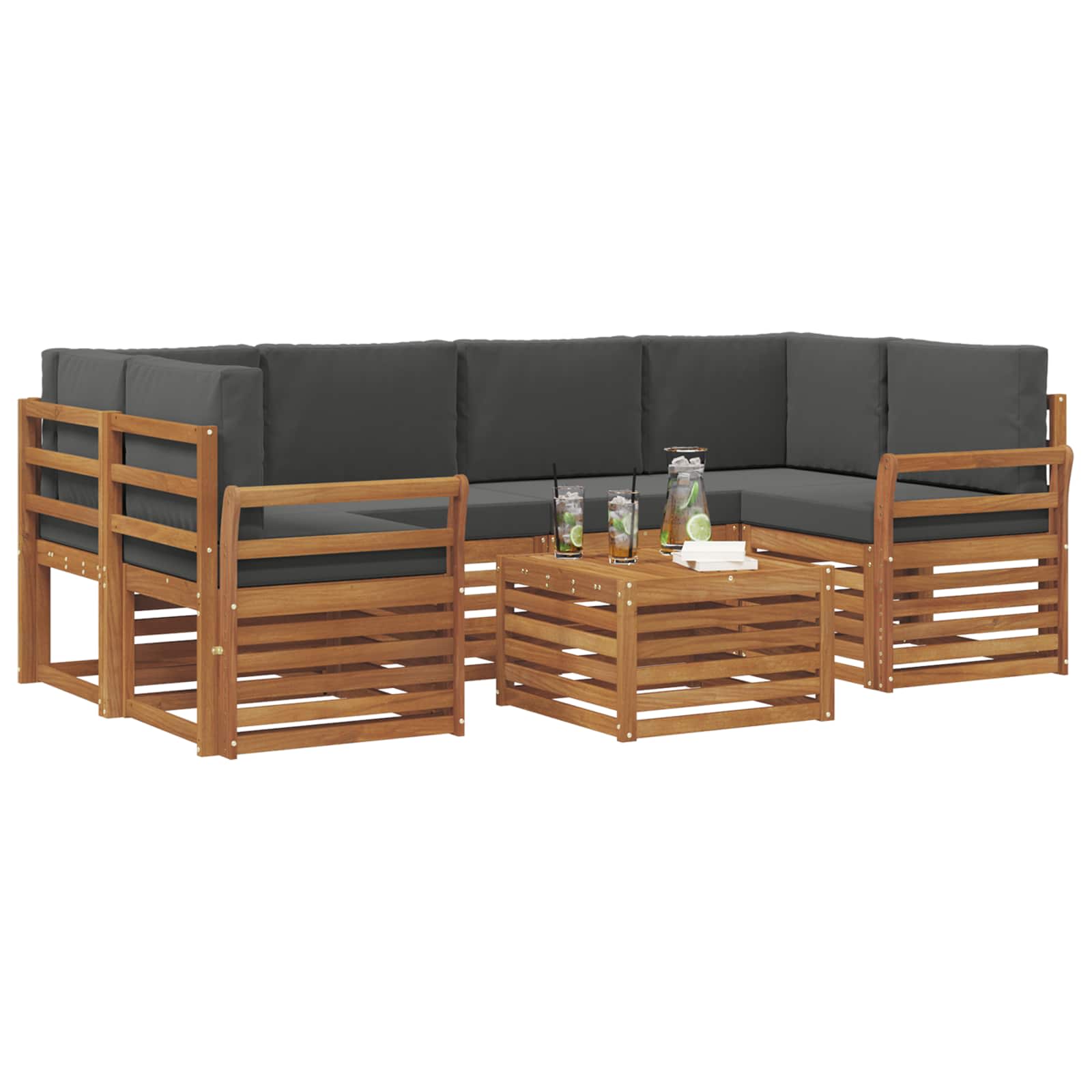 Ensemble de canapés d'extérieur 7 pcs Naturel et Anthracite - XIOS