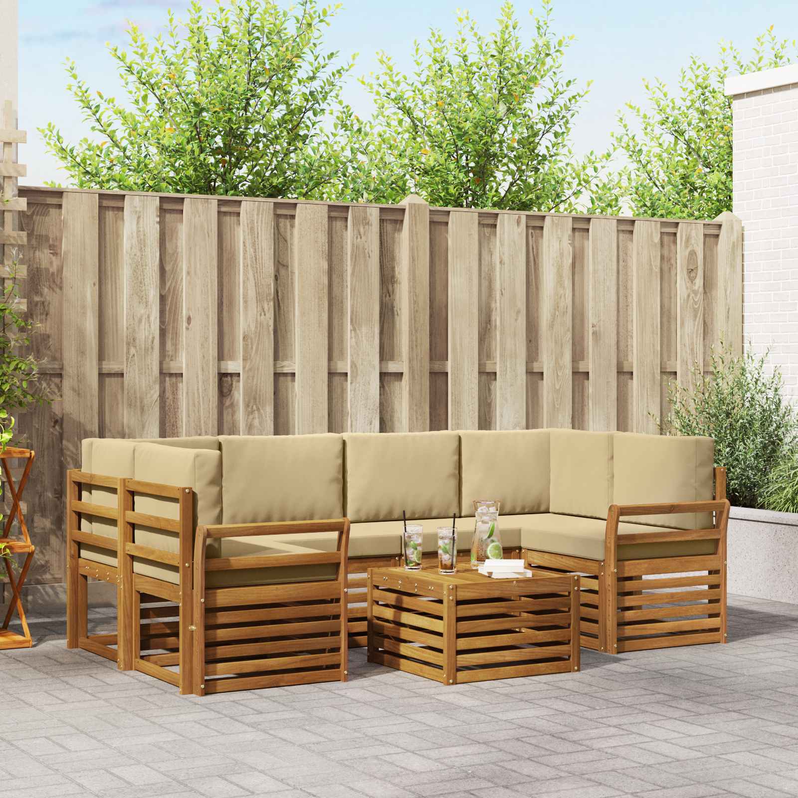 Ensemble de canapés d'extérieur 7 pcs Naturel et Beige - XIOS
