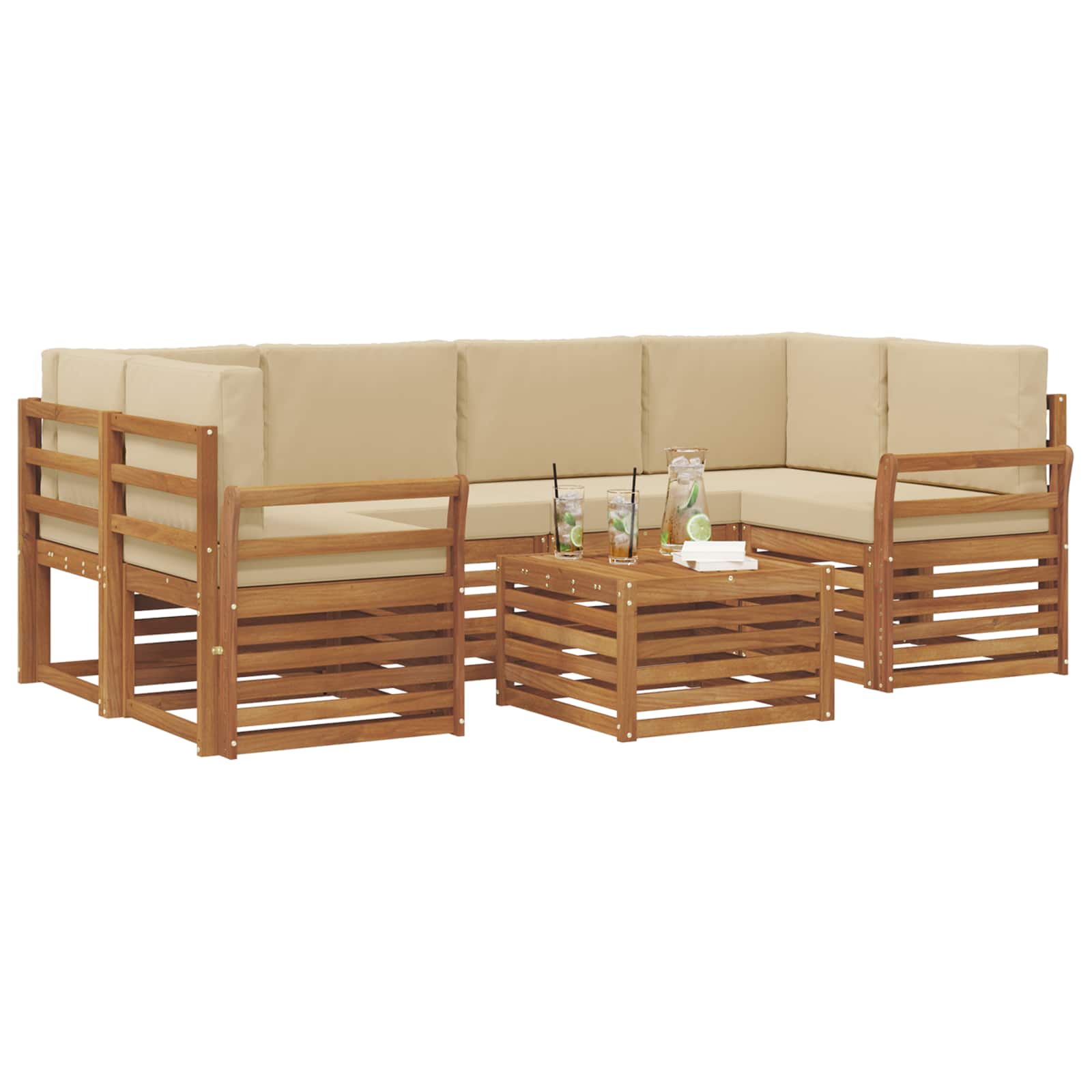 Ensemble de canapés d'extérieur 7 pcs Naturel et Beige - XIOS