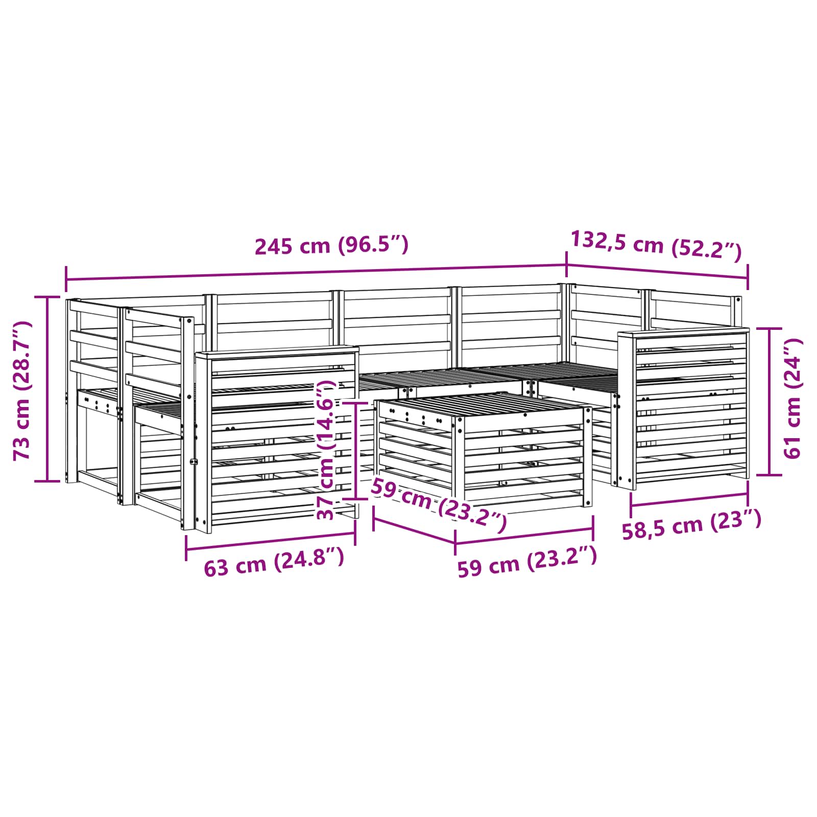 Ensemble de canapés d'extérieur 7 pcs Naturel - XIOS