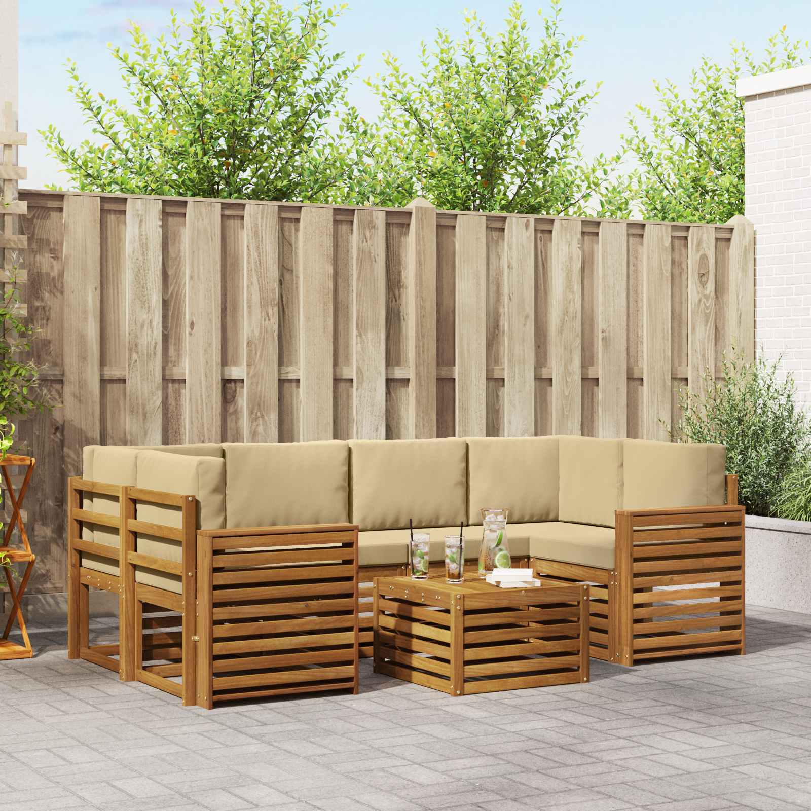 Ensemble de canapés d'extérieur 7 pcs Naturel et Beige - XIOS