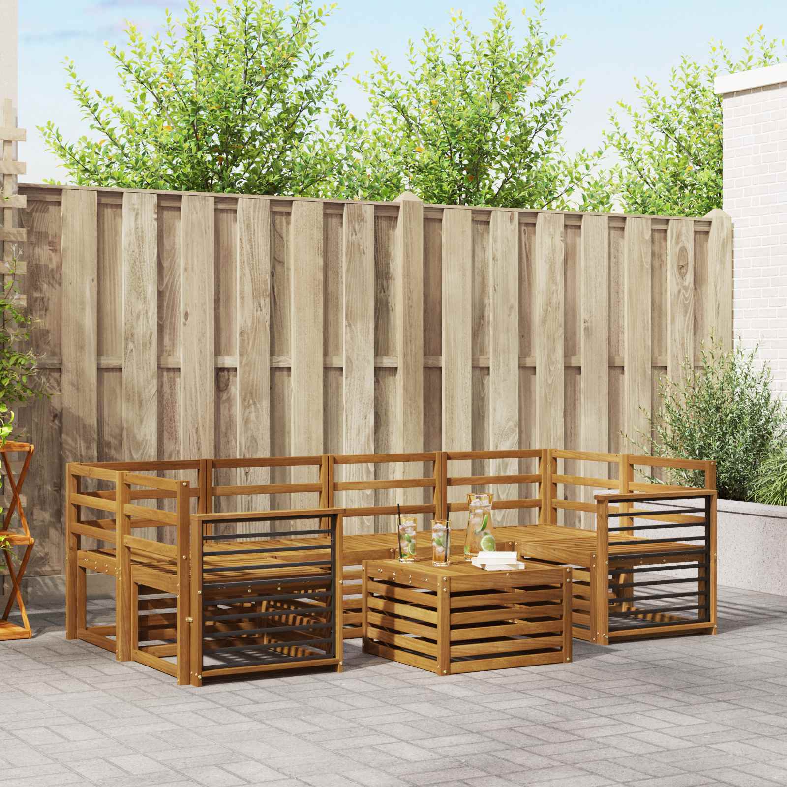 Ensembles de canapés 7 pcs Naturel Bois d'Acacia Massif - XIOS