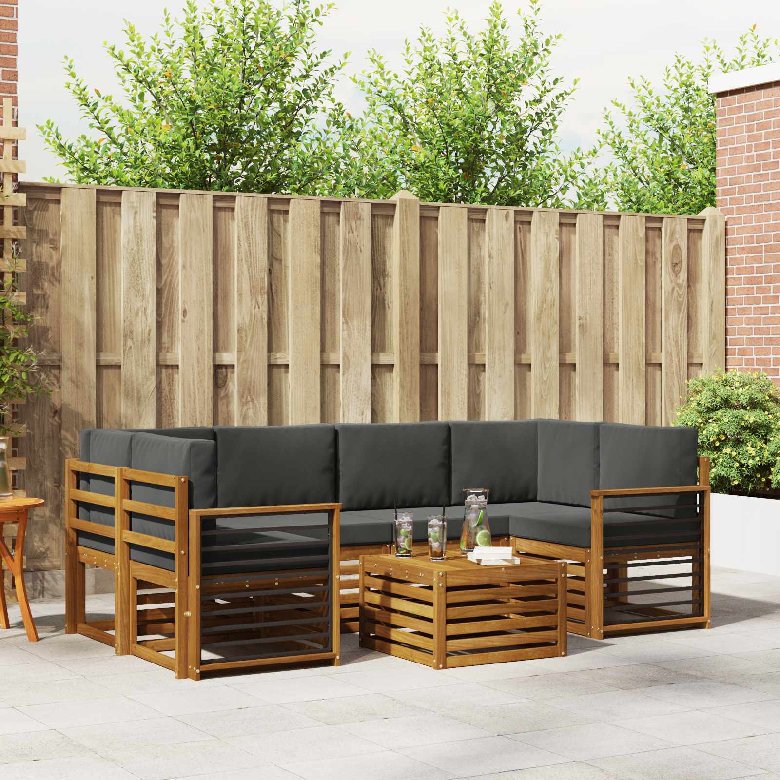 Ensemble de canapés d'extérieur 7 pcs Naturel et Anthracite - XIOS