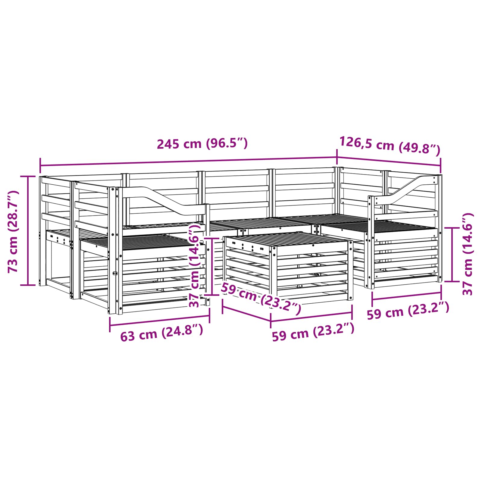 Ensemble de canapés d'extérieur 7 pcs Naturel - XIOS