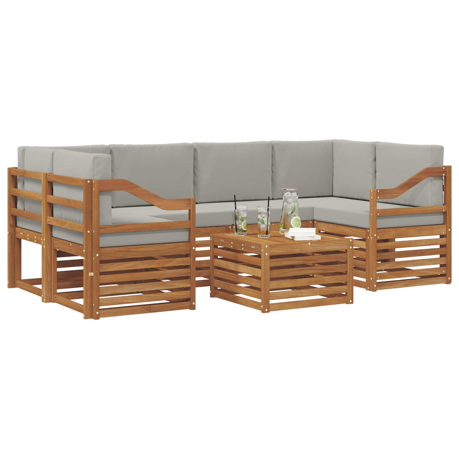 Ensemble de canapés d'extérieur 7 pcs Gris Naturel et Clair