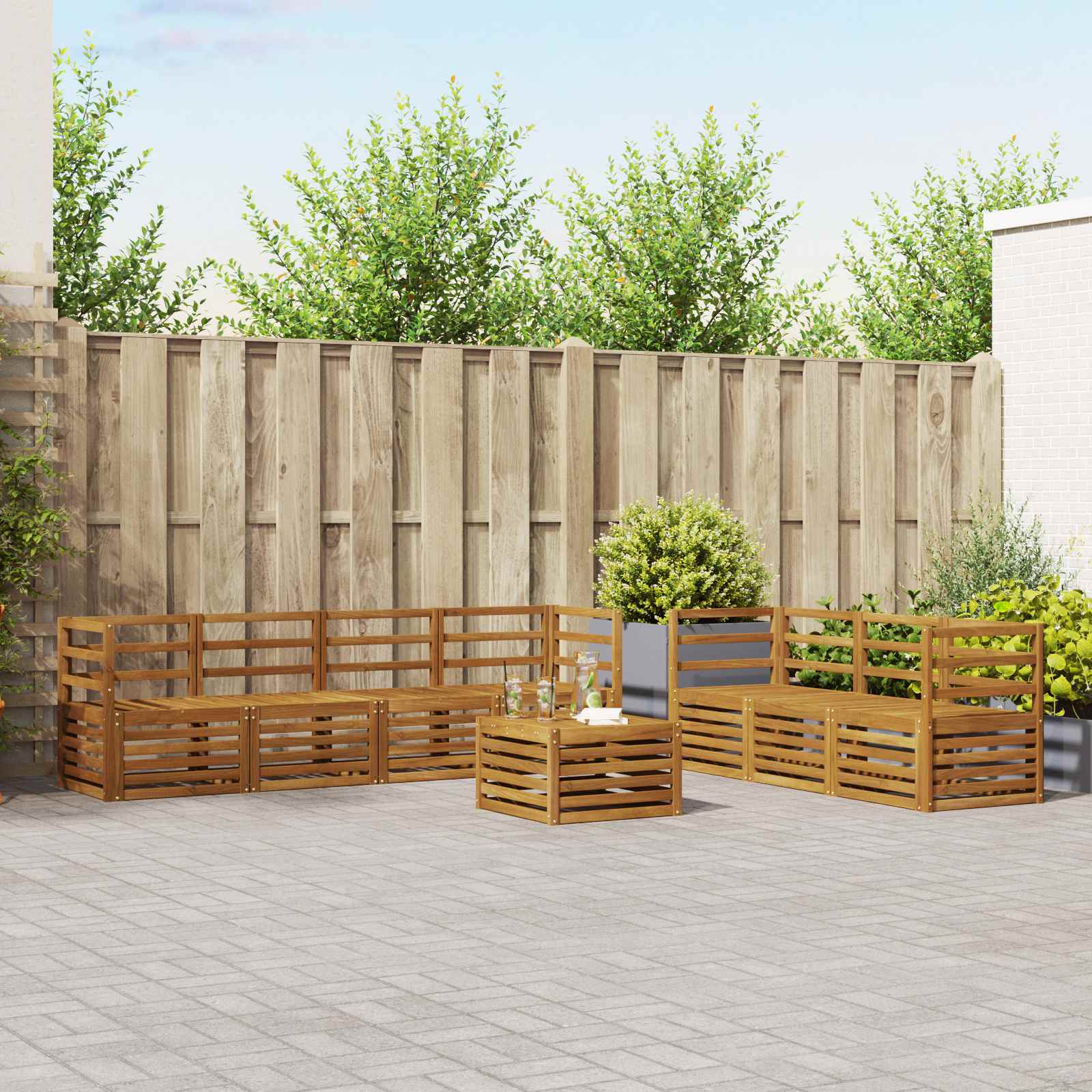 Ensembles de canapés 8 pcs Naturel Bois d'Acacia Massif - XIOS