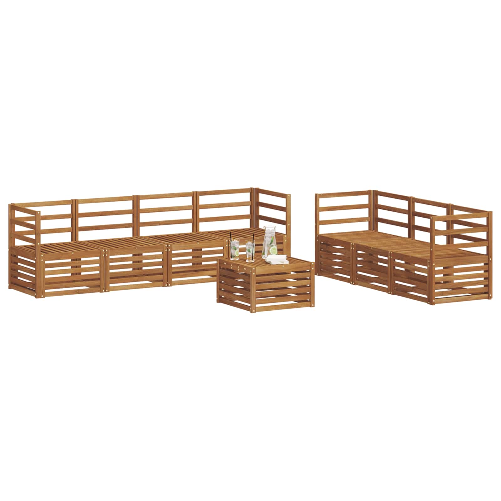 Ensembles de canapés 8 pcs Naturel Bois d'Acacia Massif - XIOS