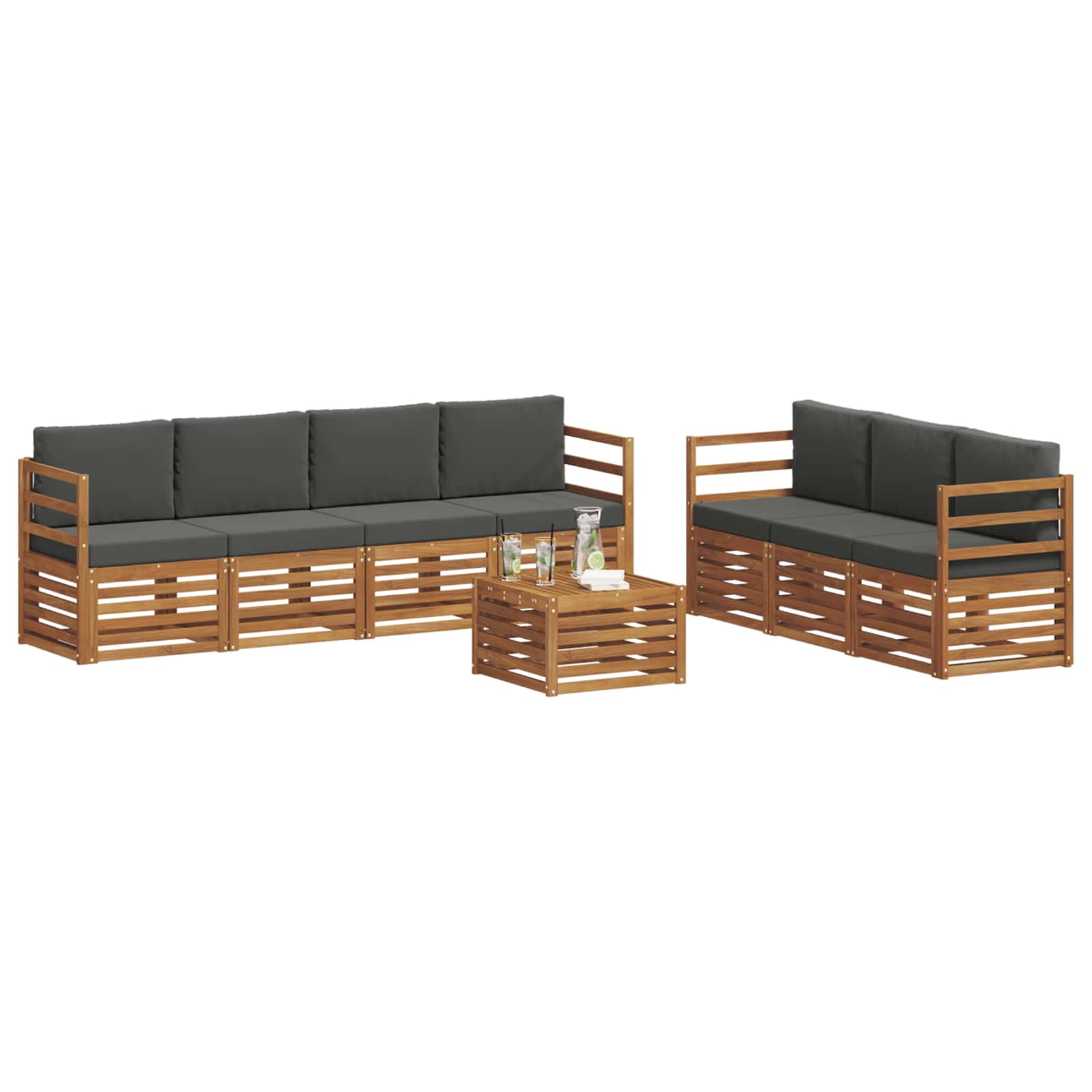 Ensembles de canapés avec coussin 8 pcs Naturel et Anthracite - XIOS