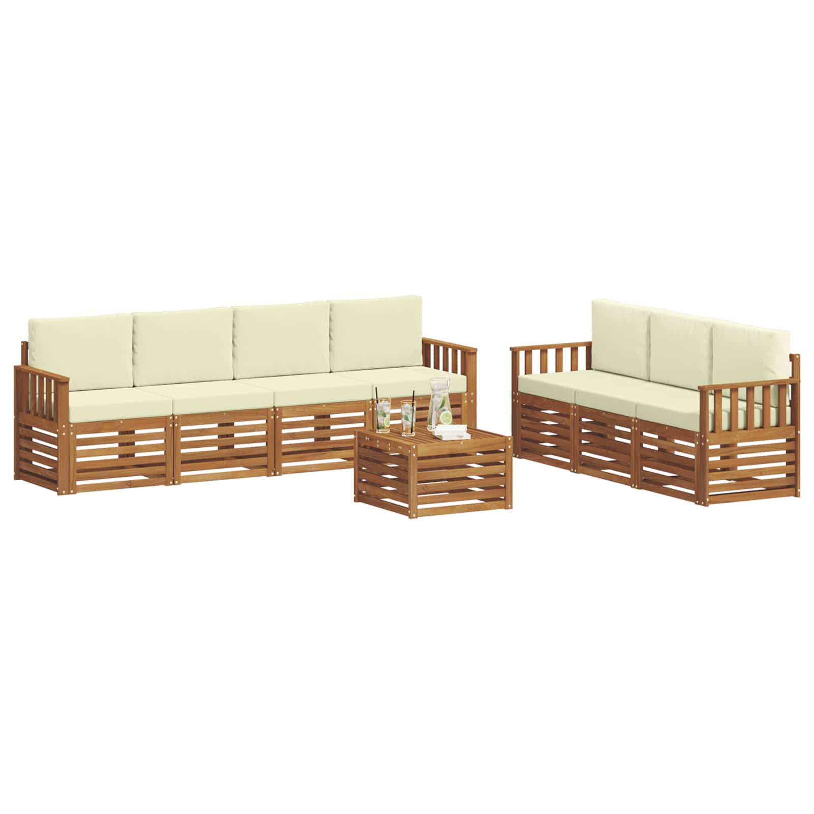 Ensembles de canapés avec coussin 8 pcs Naturel et Crème - XIOS