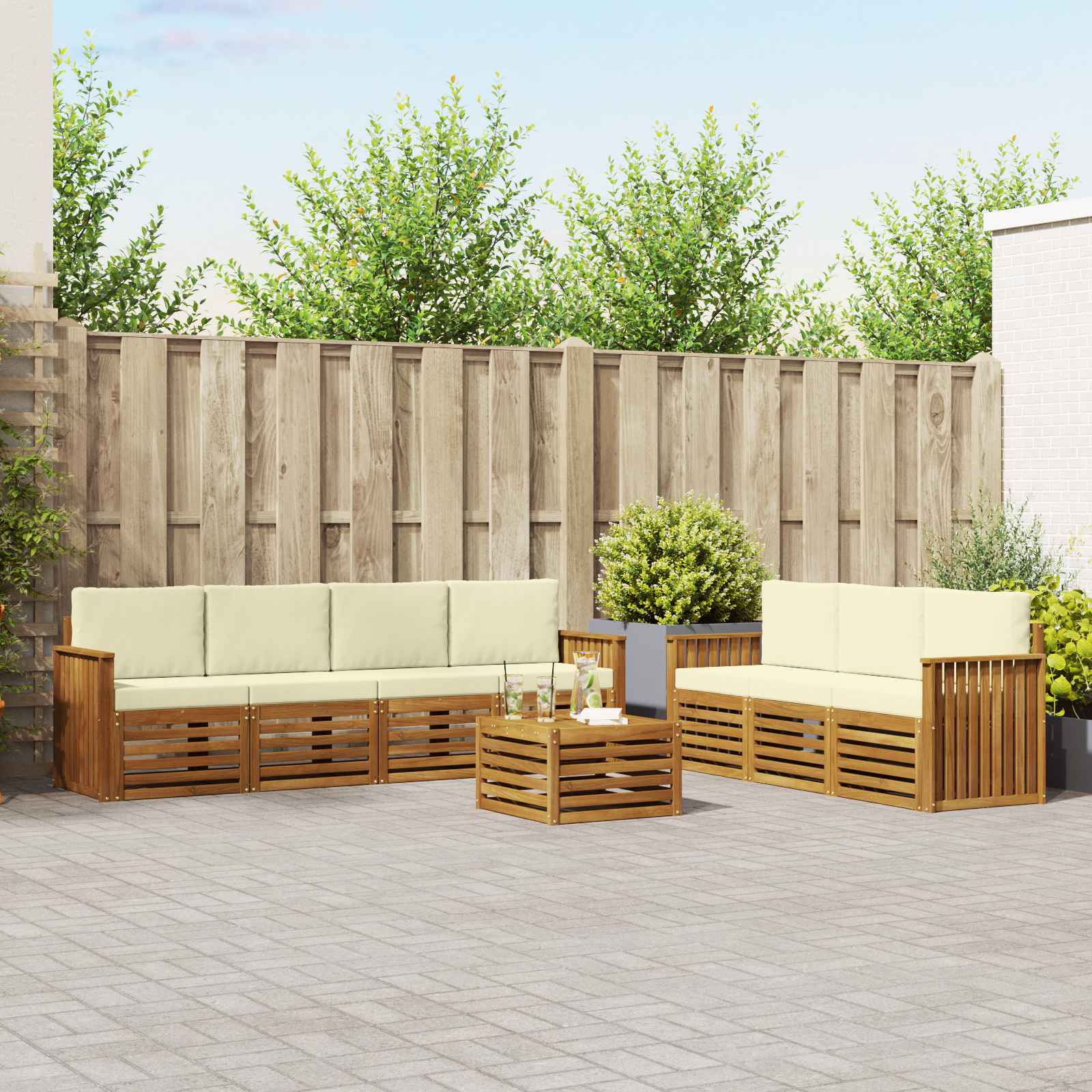 Ensembles de canapés avec coussin 8 pcs Naturel et Crème - XIOS