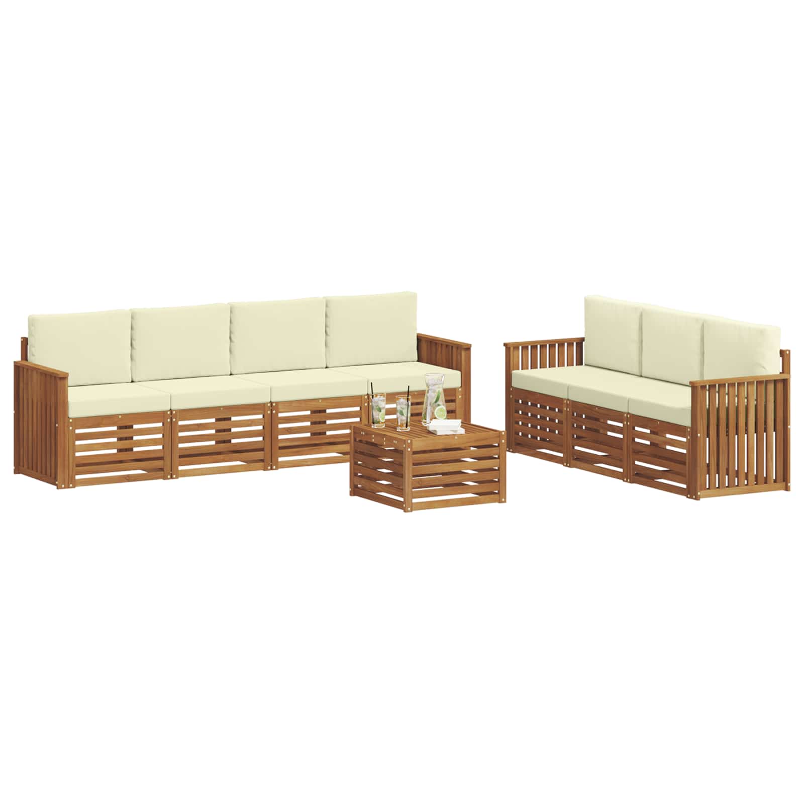 Ensembles de canapés avec coussin 8 pcs Naturel et Crème - XIOS