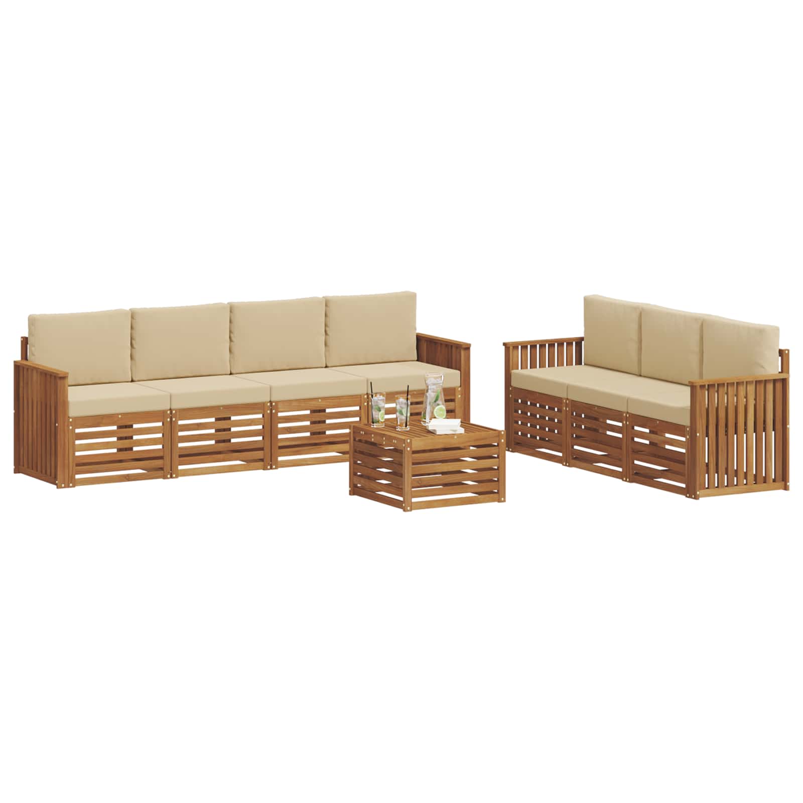 Ensembles de canapés avec coussin 8 pcs Naturel et Beige - XIOS