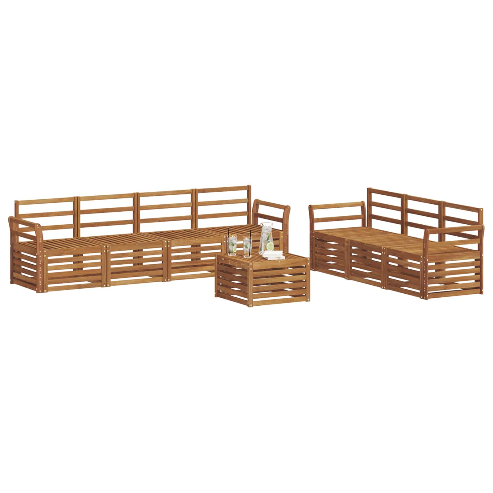 Ensembles de canapés 8 pcs Naturel Bois d'Acacia Massif - XIOS