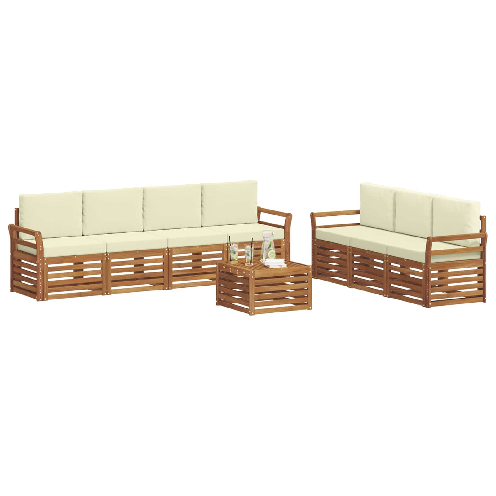 Ensembles de canapés avec coussin 8 pcs Naturel et Crème - XIOS