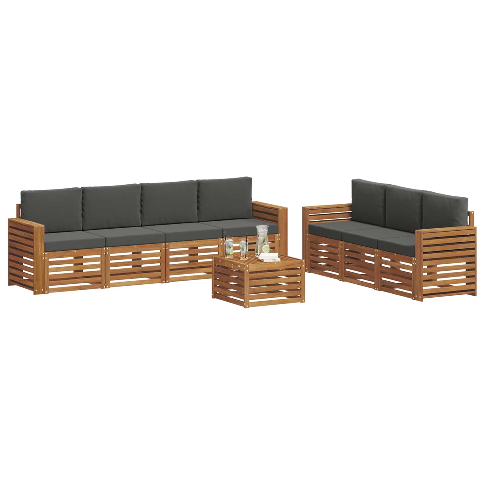 Ensembles de canapés avec coussin 8 pcs Naturel et Anthracite - XIOS