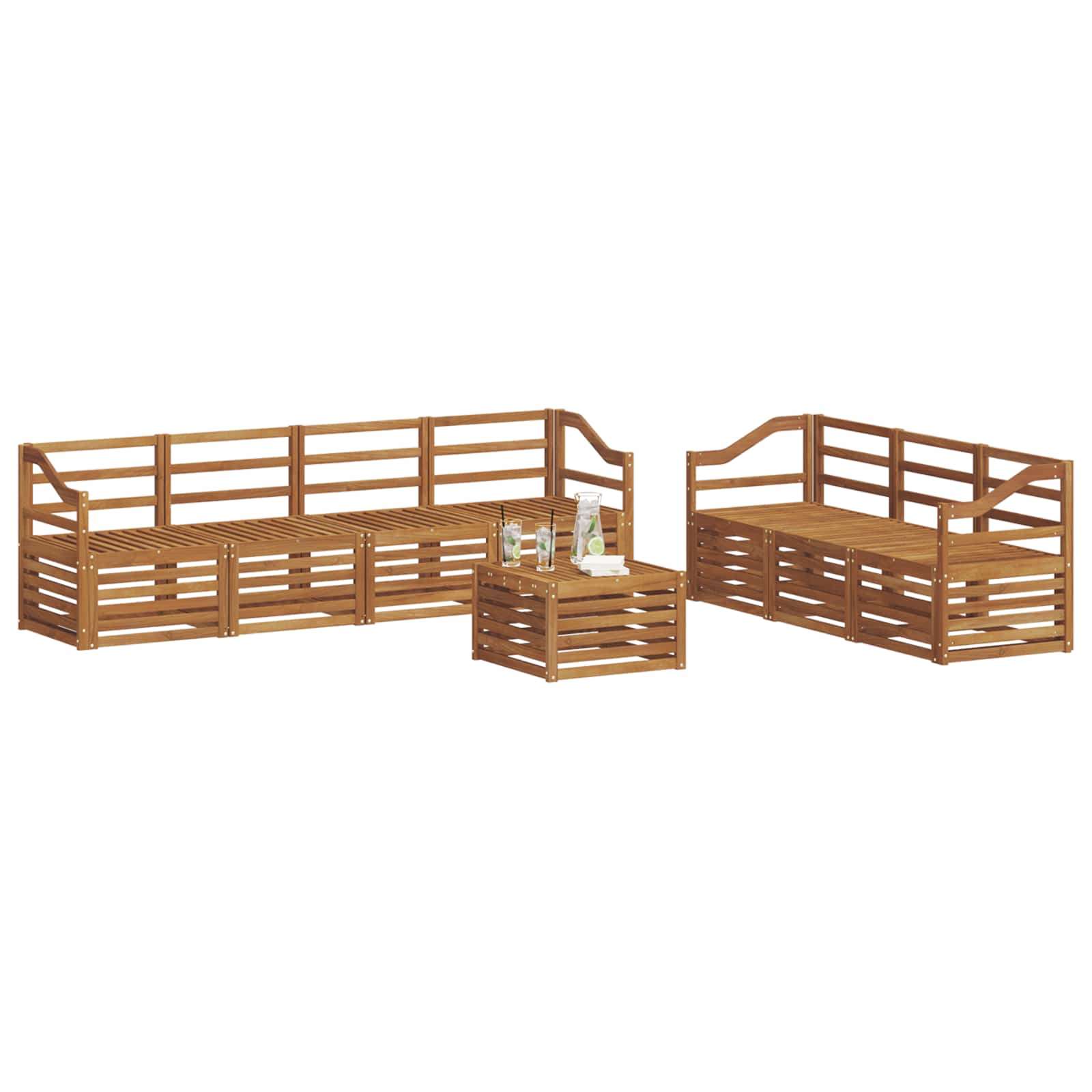 Ensembles de canapés 8 pcs Naturel Bois d'Acacia Massif - XIOS
