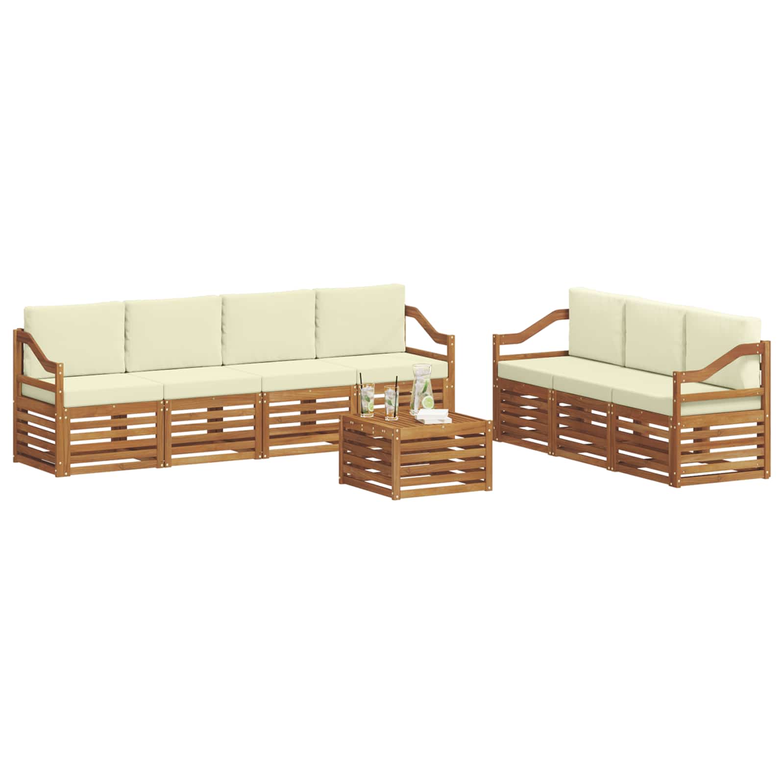 Ensembles de canapés avec coussin 8 pcs Naturel et Crème - XIOS