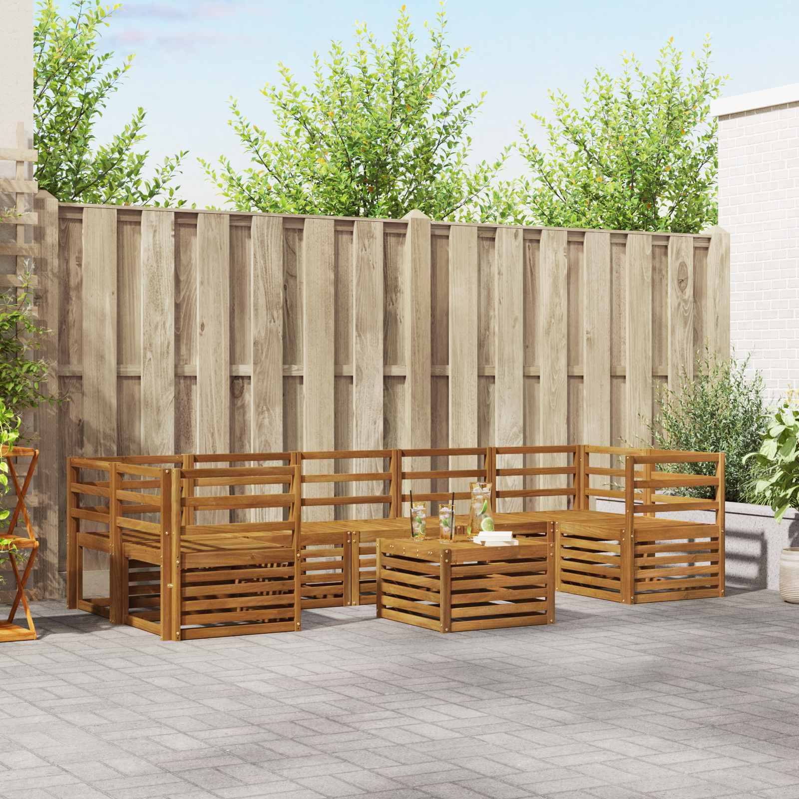 Ensembles de canapés 8 pcs Naturel Bois d'Acacia Massif - XIOS