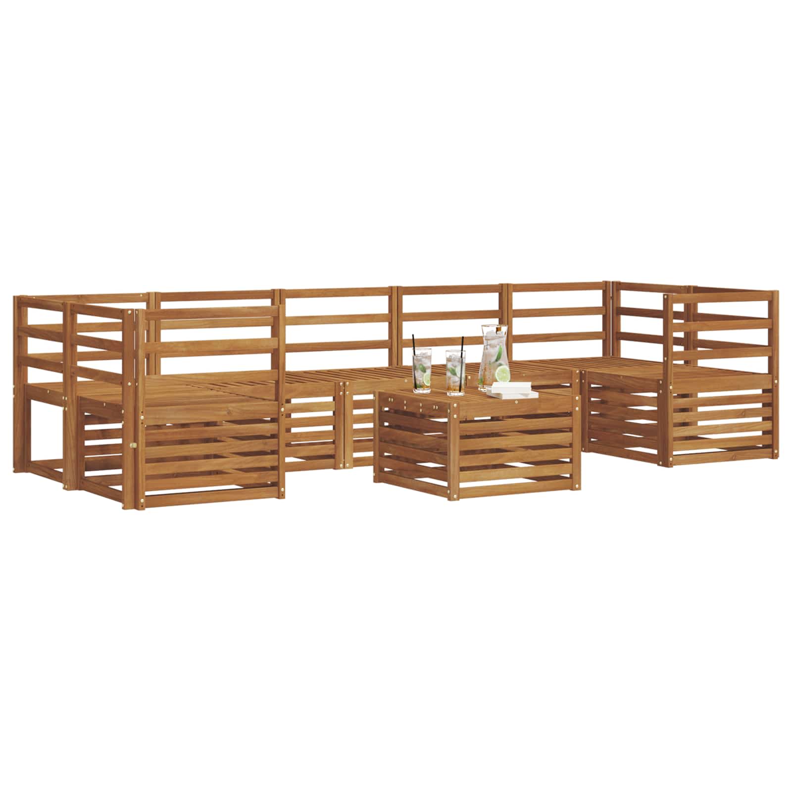Ensembles de canapés 8 pcs Naturel Bois d'Acacia Massif - XIOS