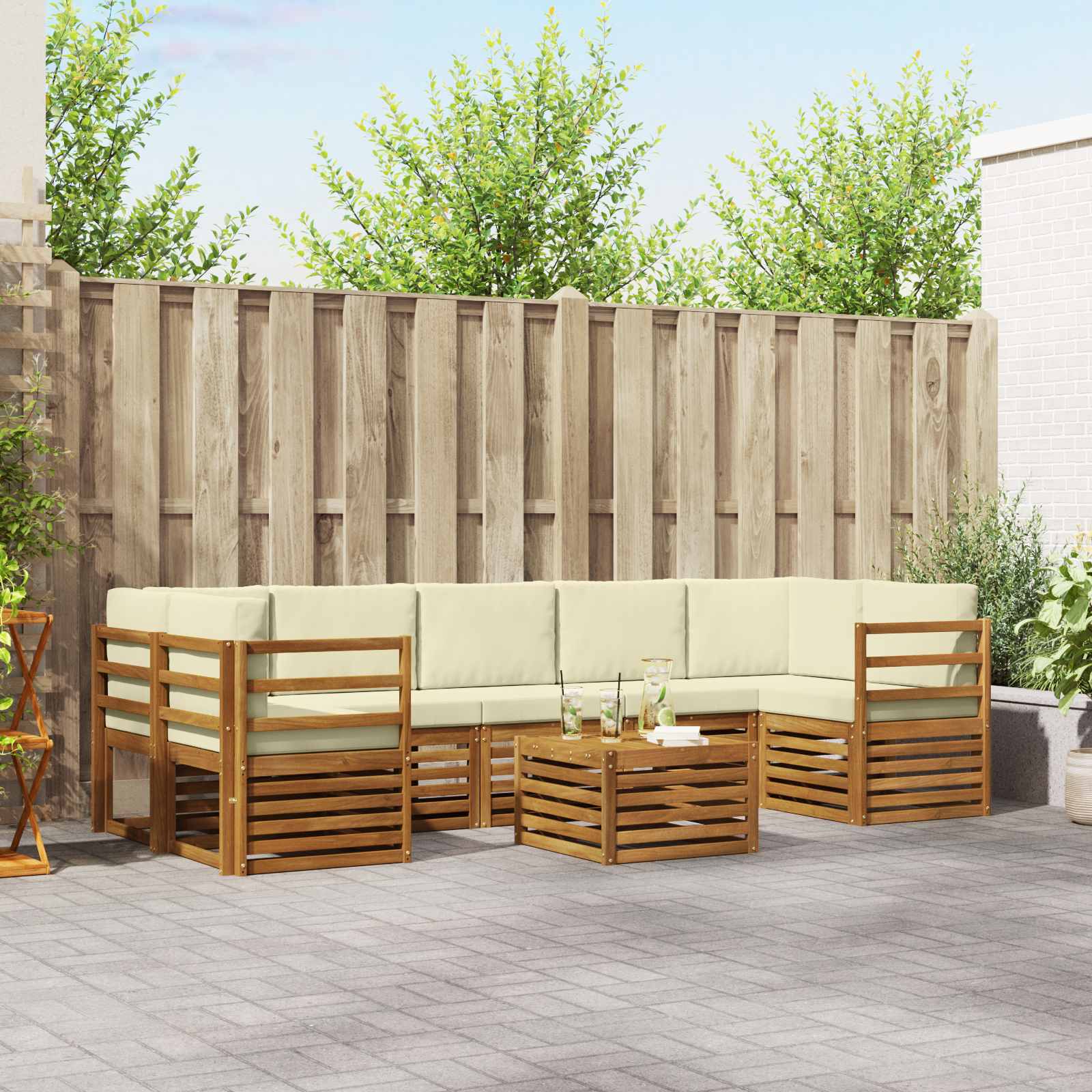 Ensembles de canapés avec coussin 8 pcs Naturel et Crème - XIOS