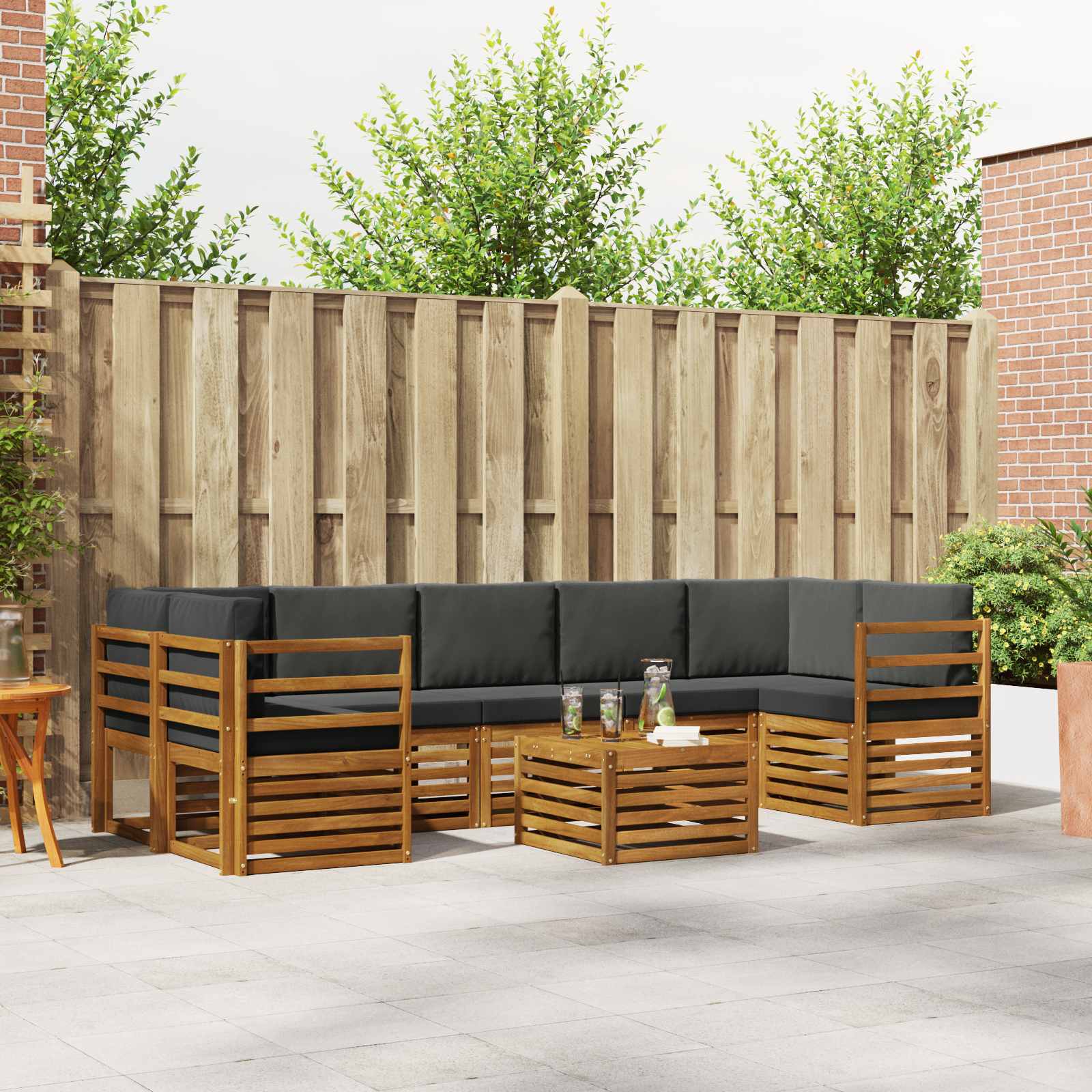Ensemble de canapés d'extérieur 8 pcs Naturel et Anthracite - XIOS