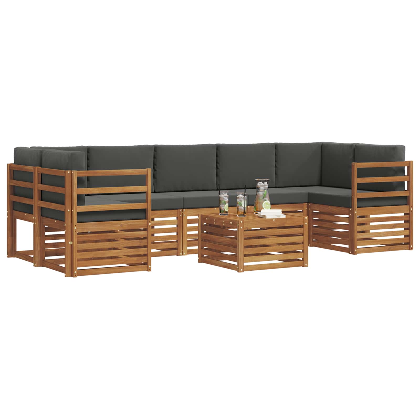 Ensemble de canapés d'extérieur 8 pcs Naturel et Anthracite - XIOS