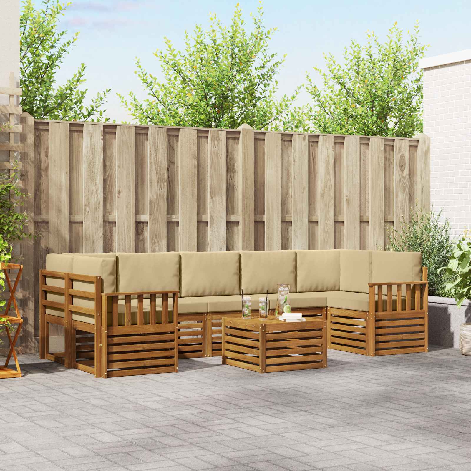 Ensembles de canapés avec coussin 8 pcs Naturel et Beige - XIOS
