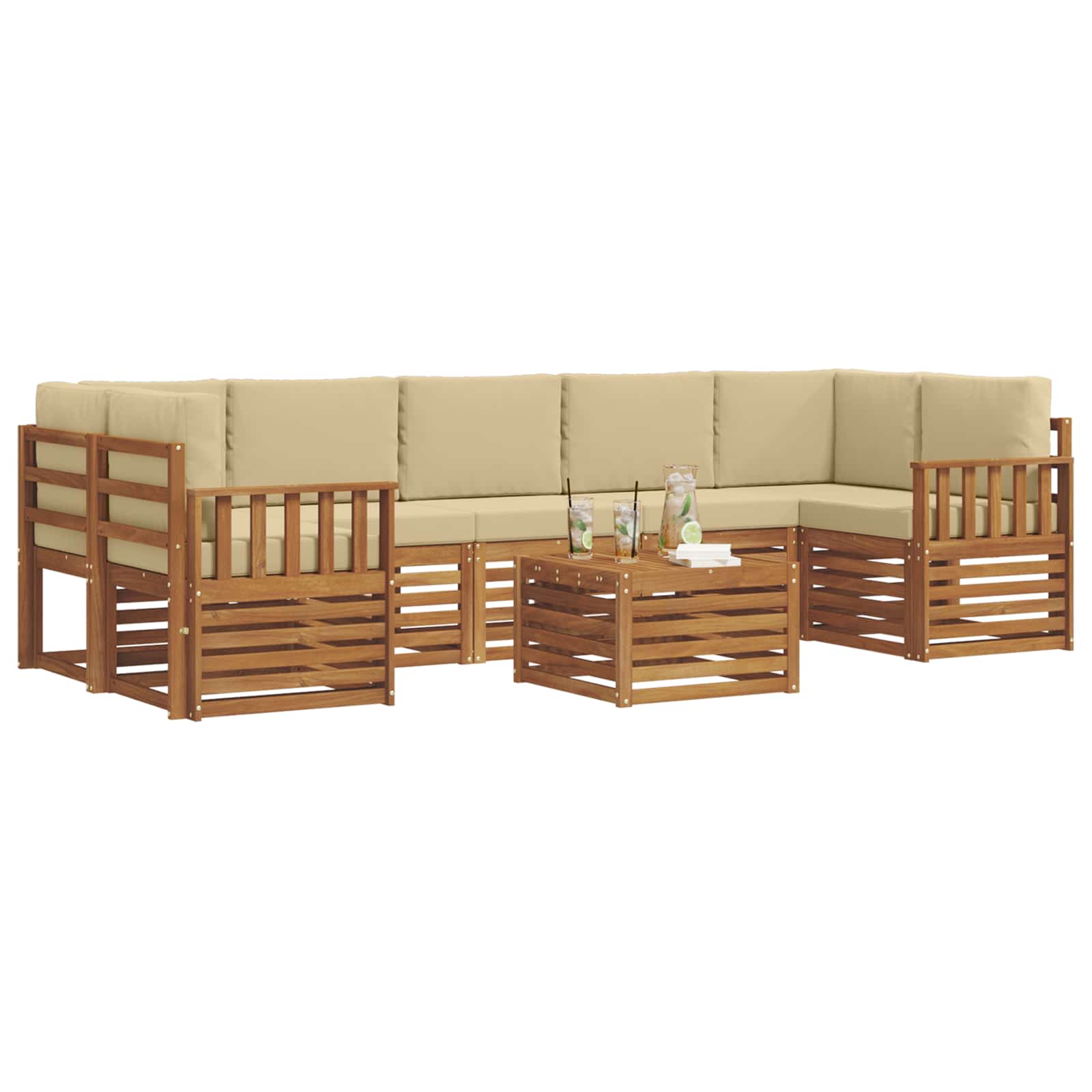 Ensembles de canapés avec coussin 8 pcs Naturel et Beige - XIOS