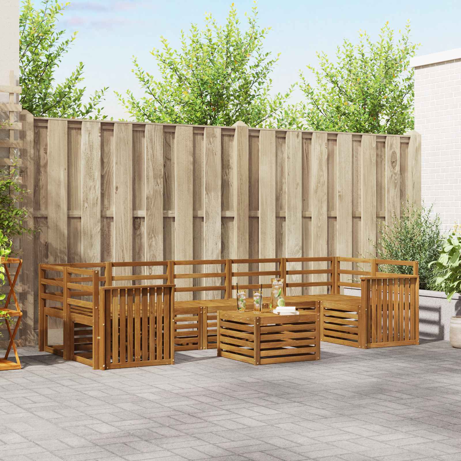 Ensembles de canapés 8 pcs Naturel Bois d'Acacia Massif - XIOS