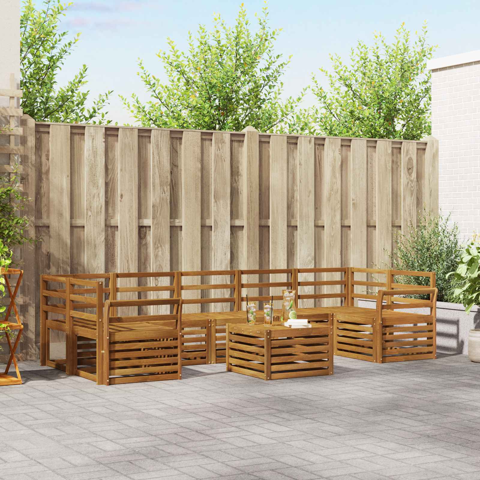 Ensembles de canapés 8 pcs Naturel Bois d'Acacia Massif - XIOS
