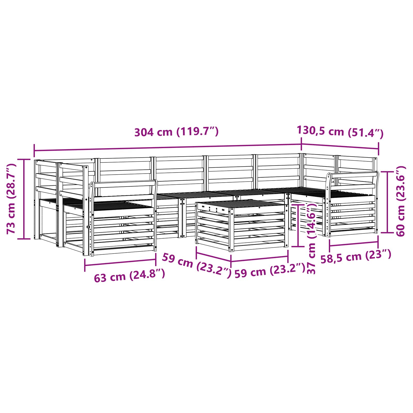 Ensembles de canapés 8 pcs Naturel Bois d'Acacia Massif - XIOS